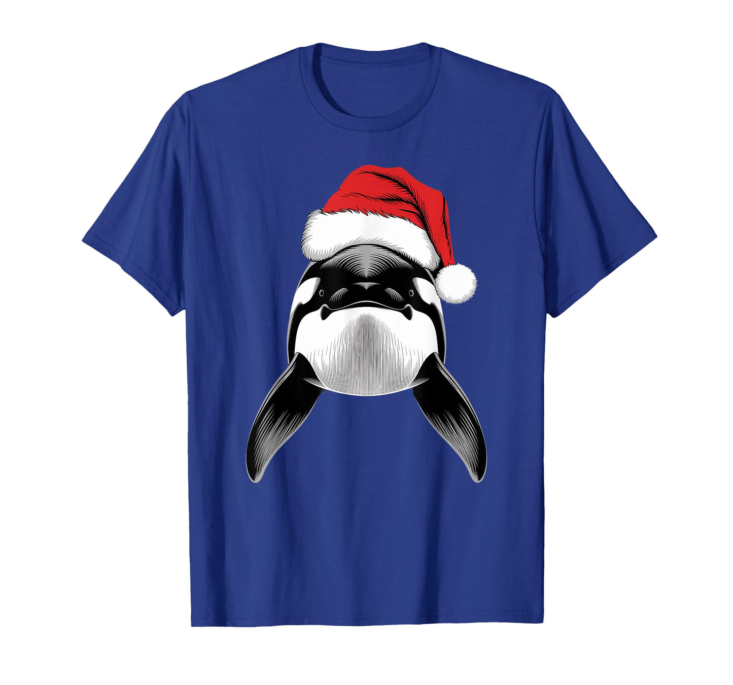 Joyful Orca Santa on Orca Christmas T-Shirt
