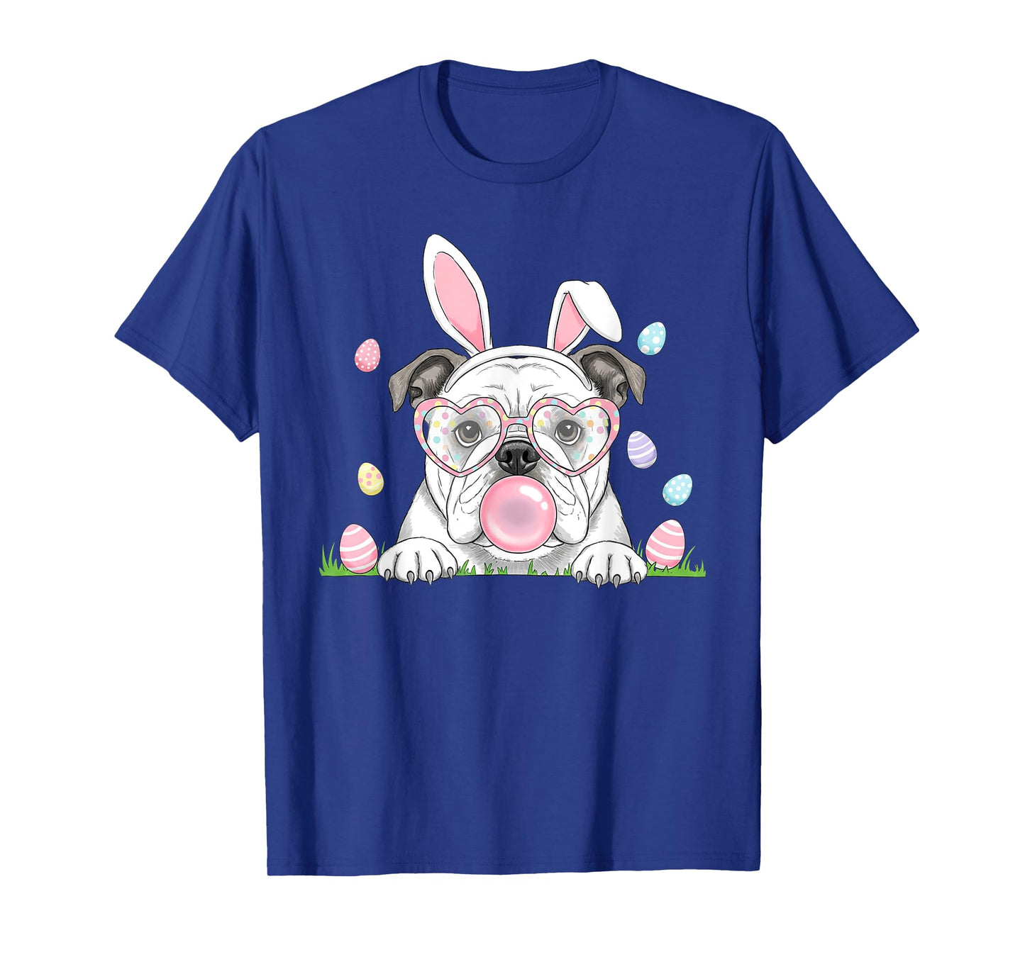 English Bulldog Bunny Bubble Gum Easter Day Womens Mens Kids T-Shirt