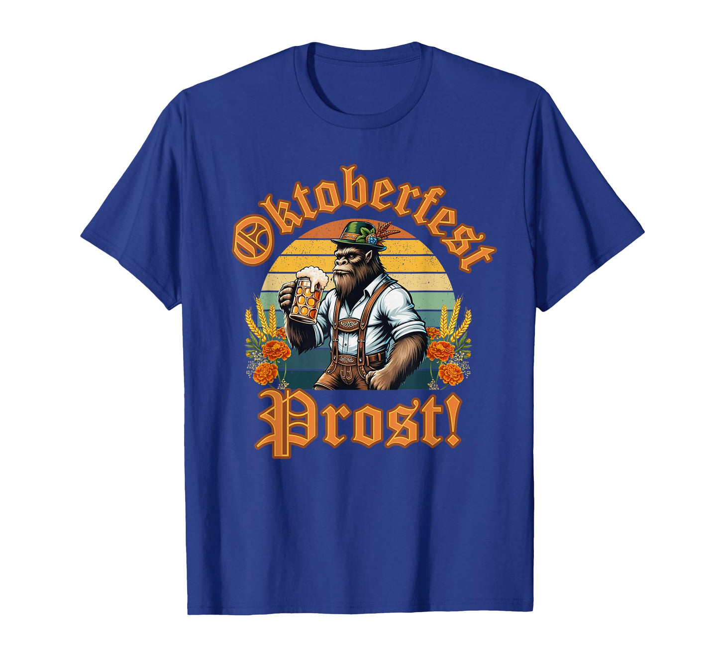 German Bigfoot Lederhosen Oktoberfest Men Prost Beer Mug T-Shirt