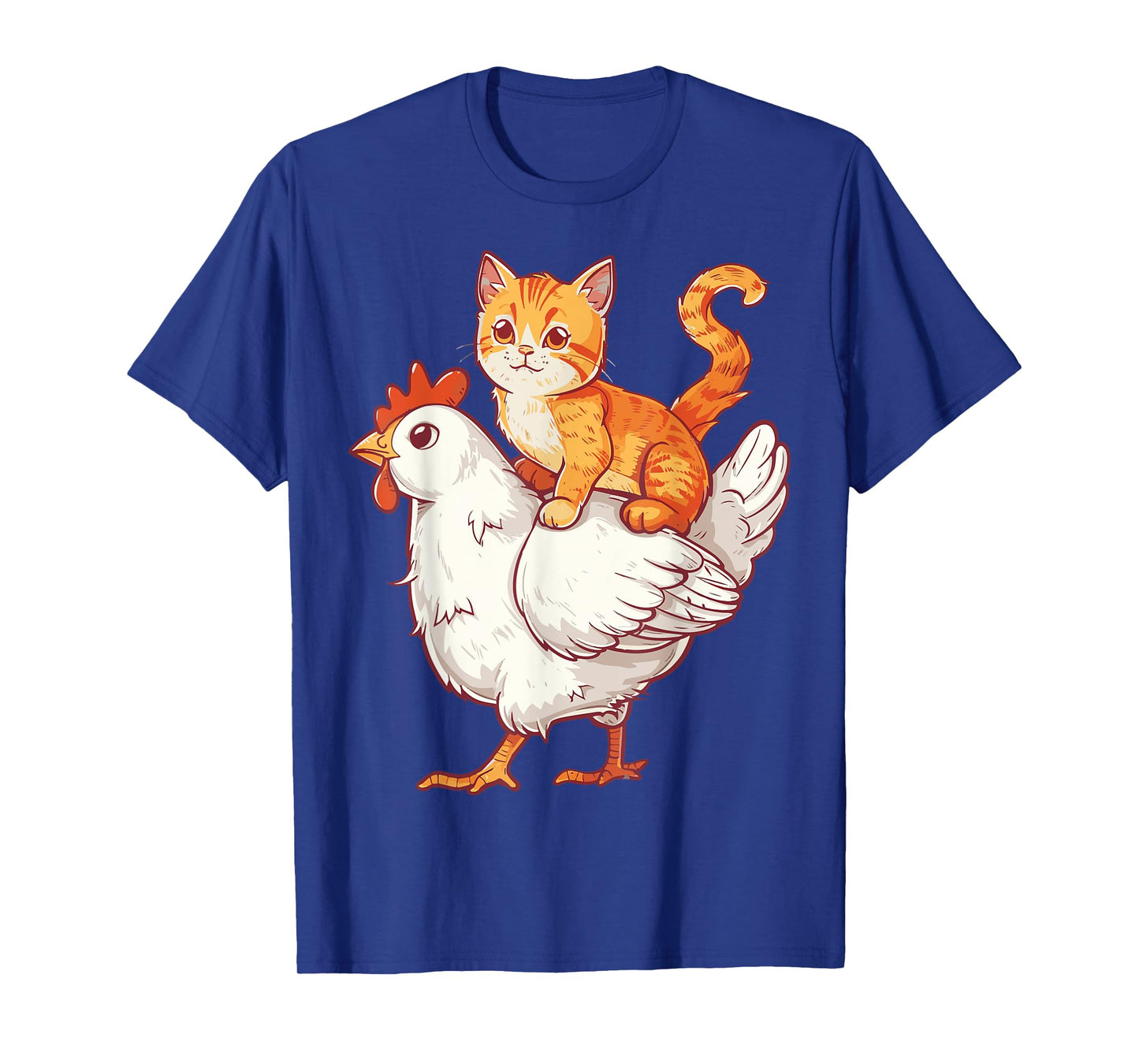 Cat Riding Chicken T-Shirt for Men Women Kids
