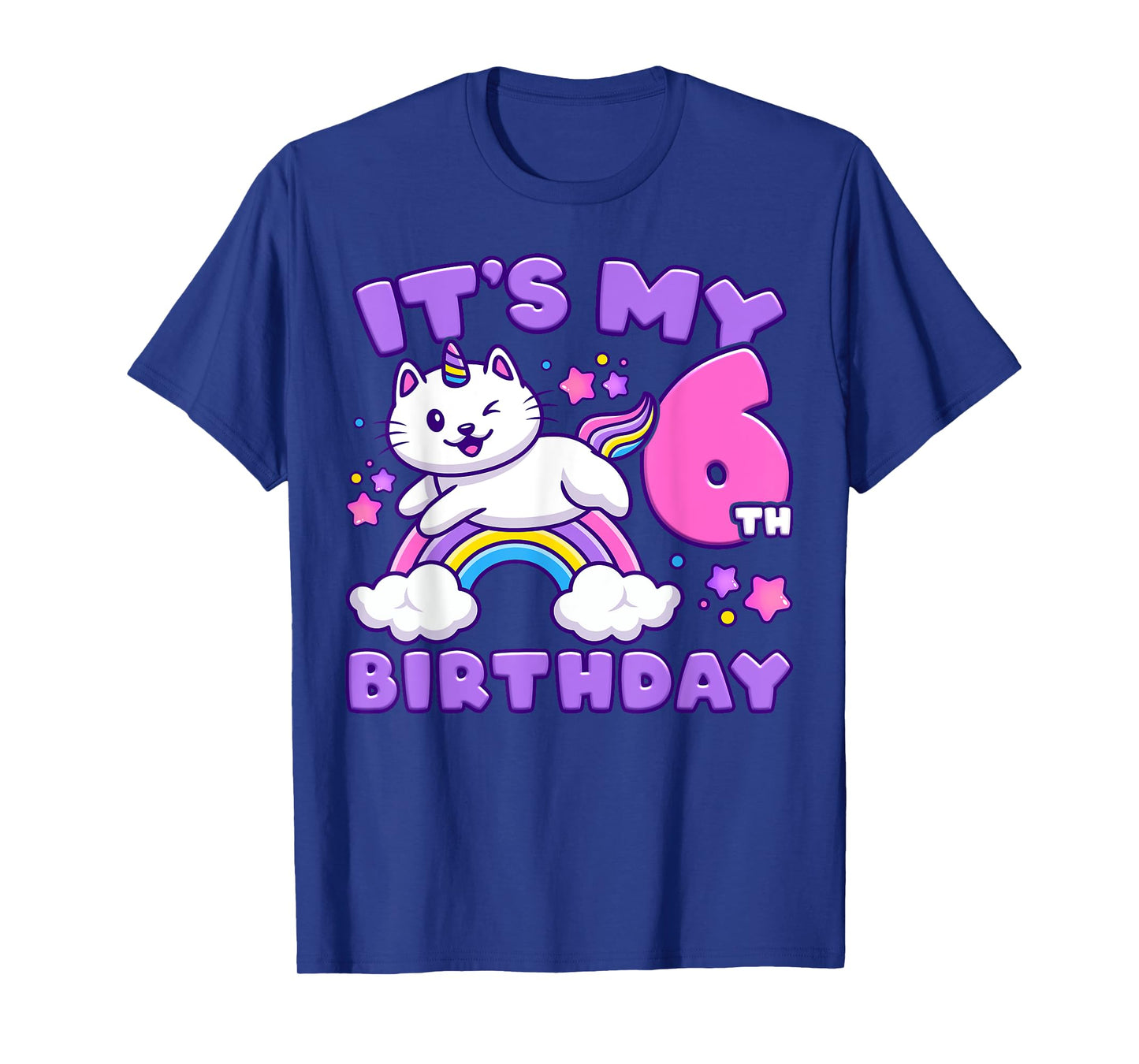Birthday girl 6 years old, cat, unicorn, 6th birthday T-Shirt