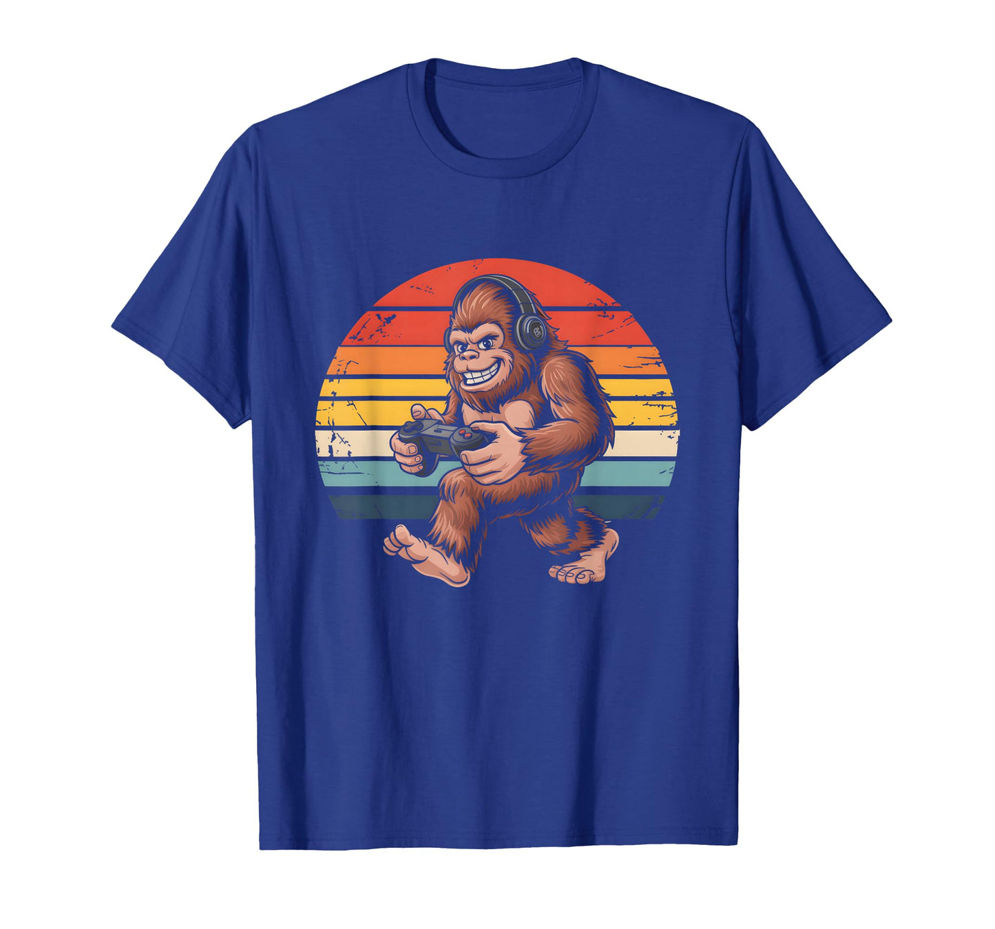 Retro Bigfoot Gamer Playing Console Video Games Sasquatch T-Shirt