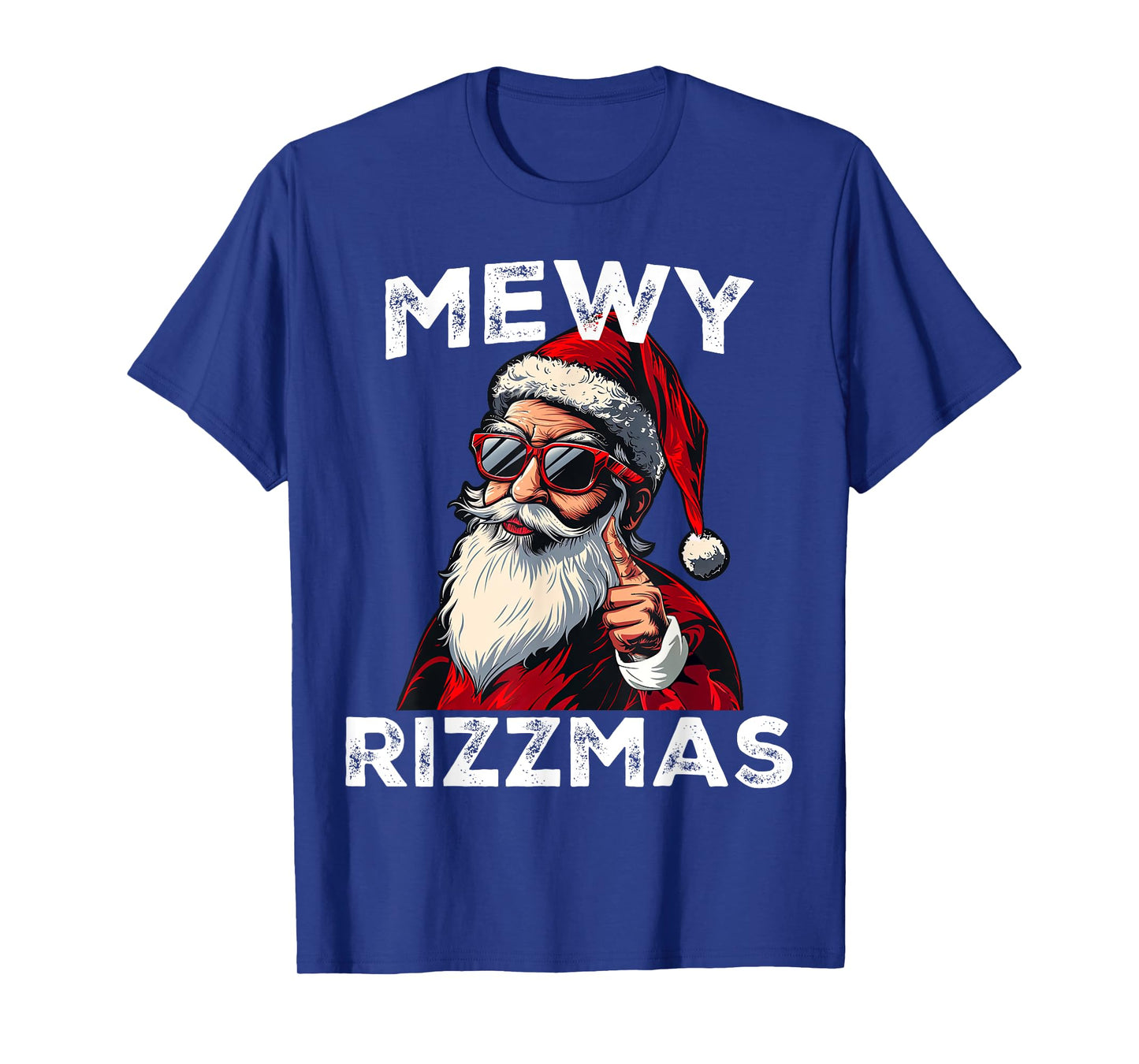 Mewy Rizzmas Funny Santa Mewing Joke Rizz Mens Christmas T-Shirt