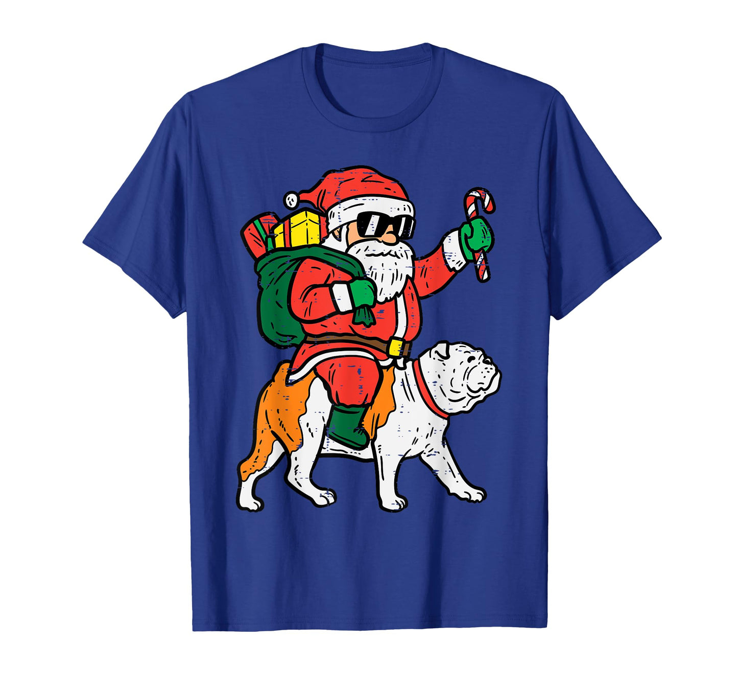 Santa Riding English Bulldog Christmas Xmas T-Shirt for Men Women Kids