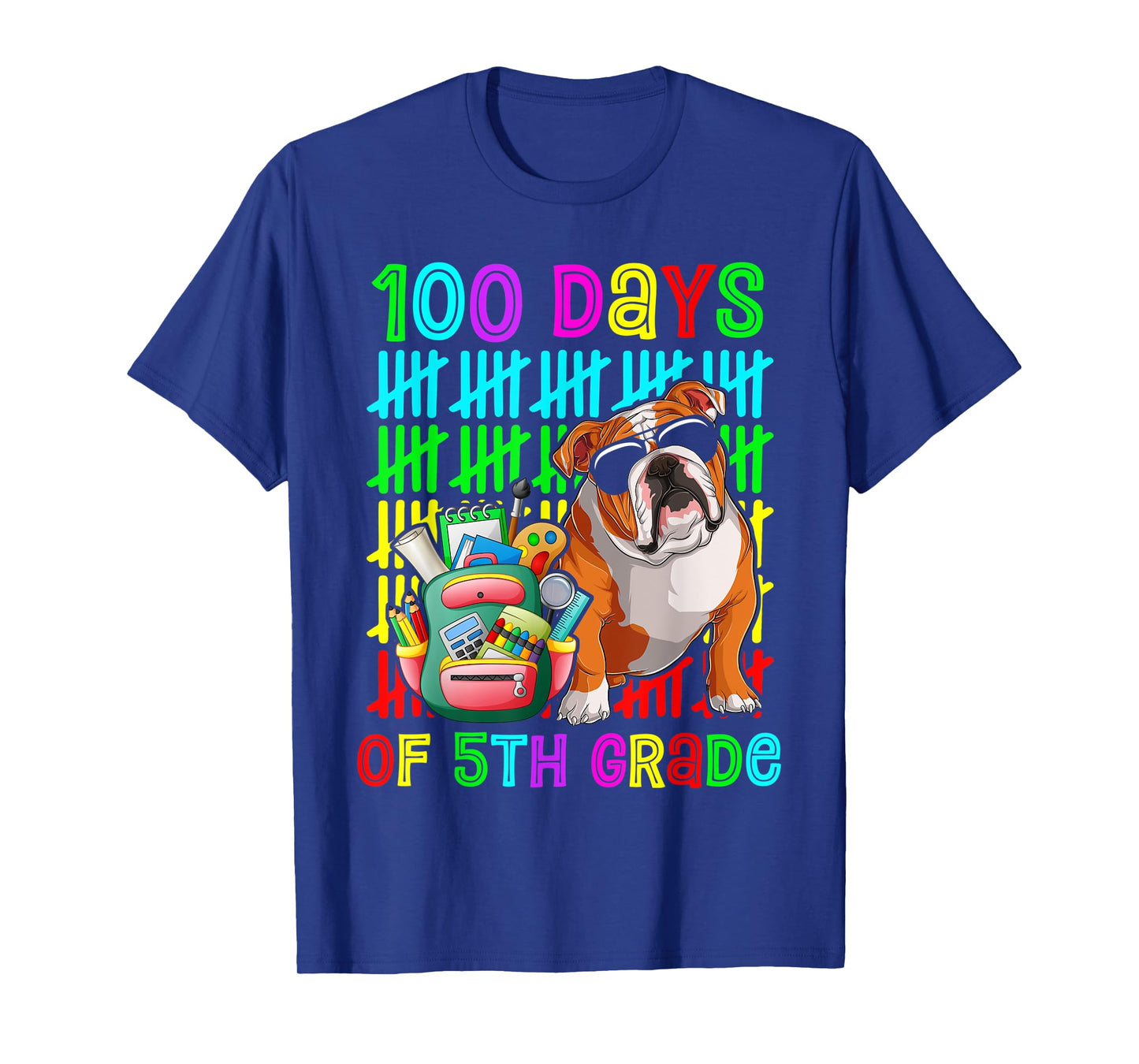 100th Day Of 5th Grade Boys Kids English Bulldog Dog Lovers T-Shirt
