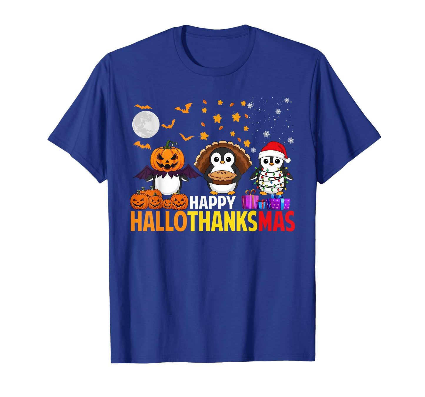 Penguin Christmas Halloween Costume Happy Hallothanksmas T-Shirt