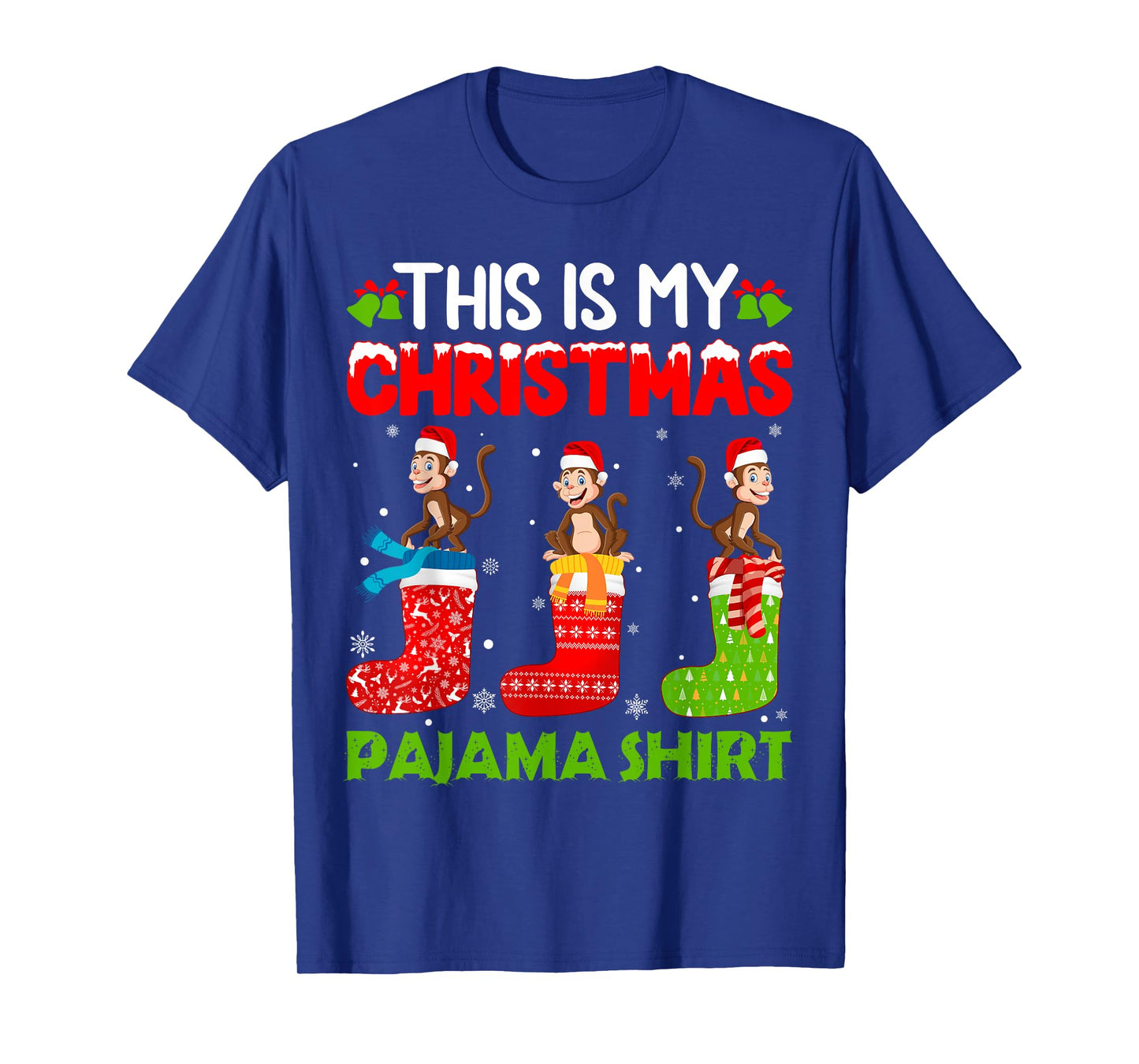 Monkey in Xmas Socks This is My Monkey Christmas Pajama T-Shirt
