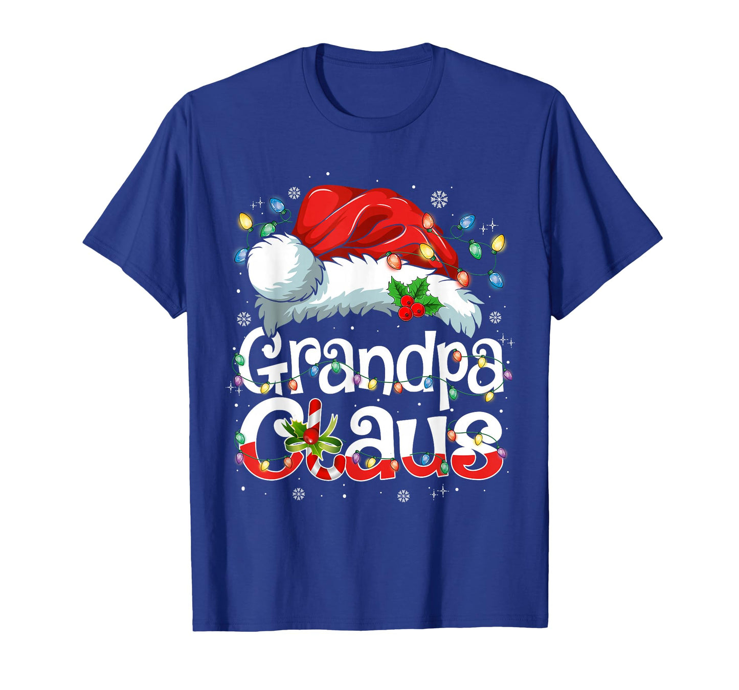 Grandpa Claus Shirt Christmas Lights Pajama Family Matching T-Shirt