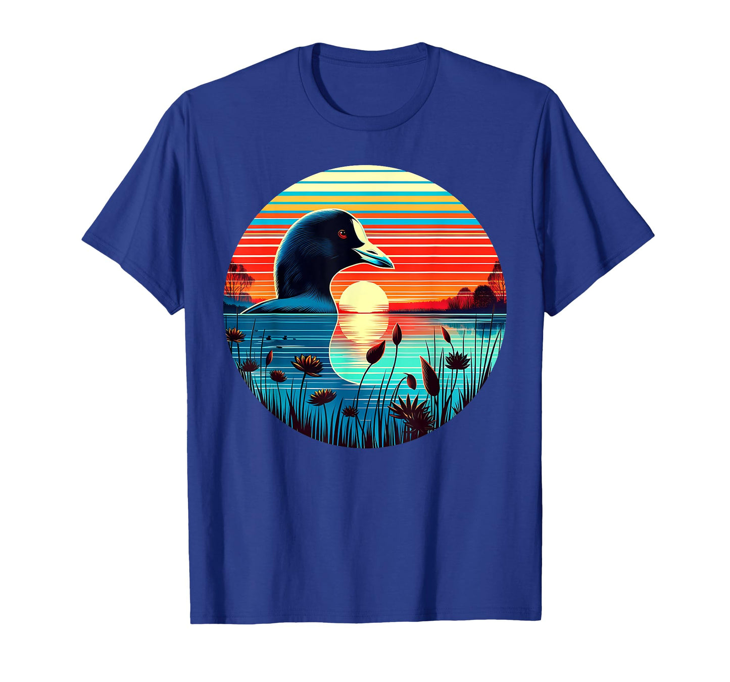 Coot Bird Sunset Retro Style Safari Vintage 70s T-Shirt