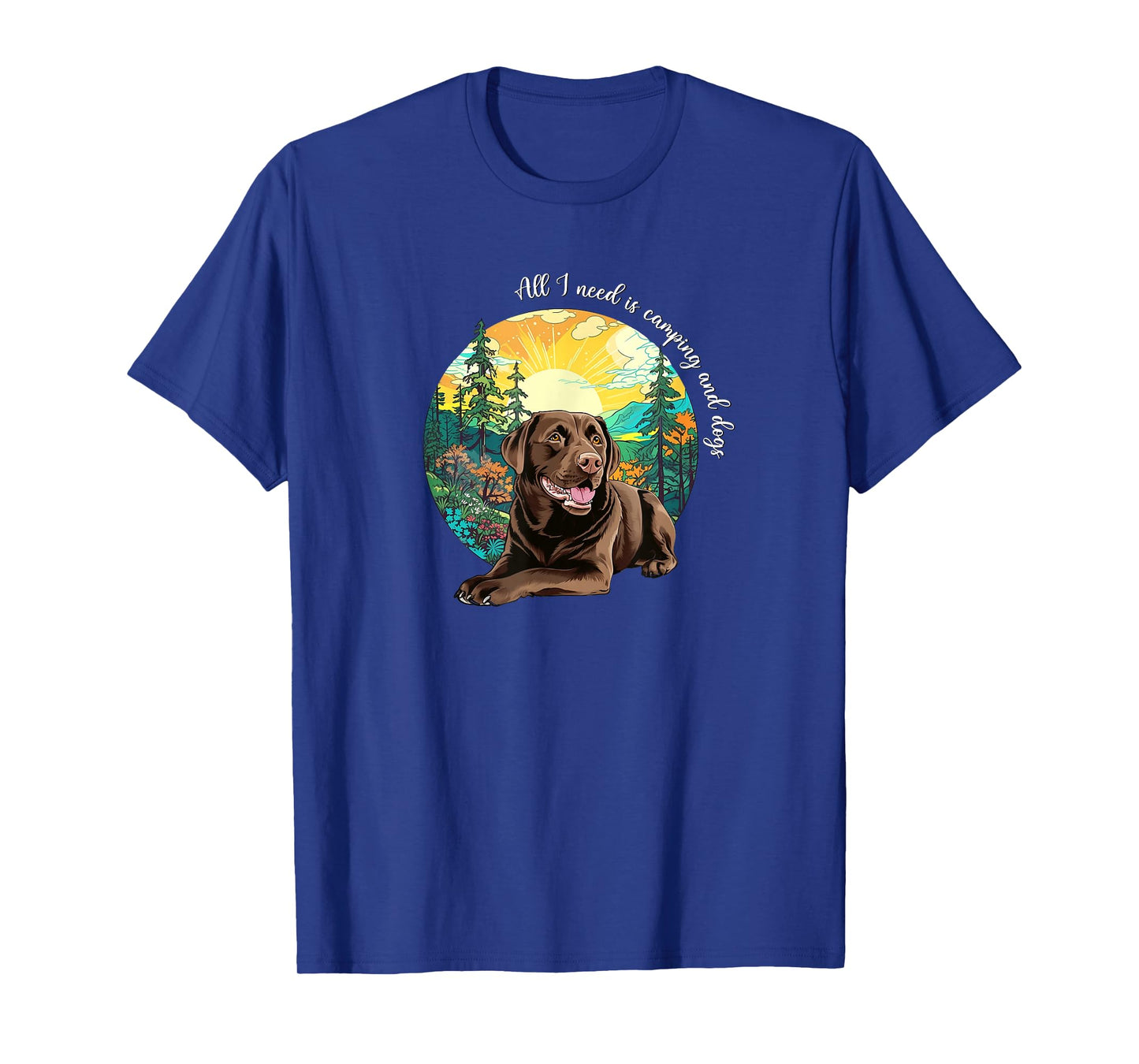 Funny Cute Mens Womens Camping Chocolate Lab Dog Lover T-Shirt