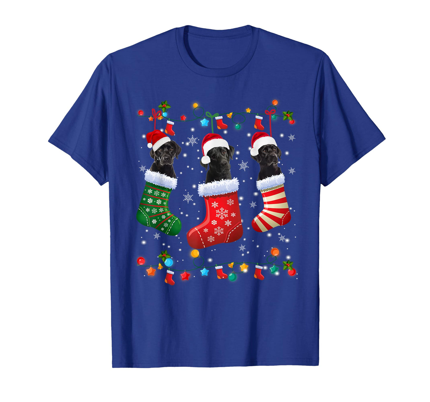 Christmas Socks Pajama Black Lab Labrador Dog Puppy Lover T-Shirt