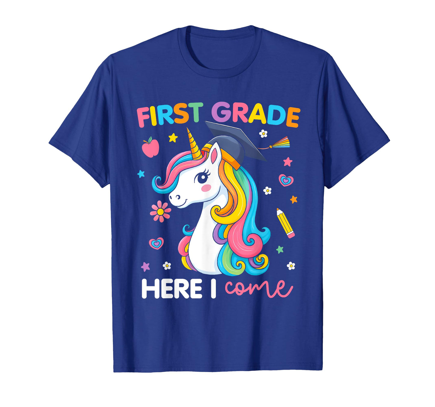 First Grade Here I Come Unicorn Girls Kids Back To School T-Shirt
