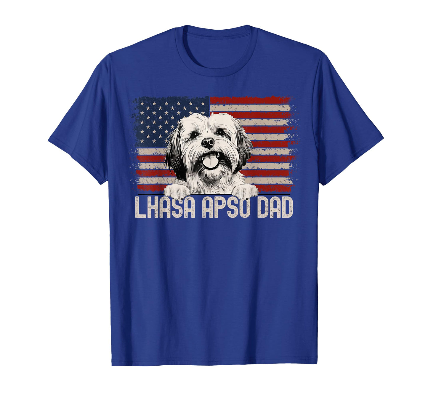 Best Dog Dad Ever American Flag - Lhasa Apso Dad T-Shirt