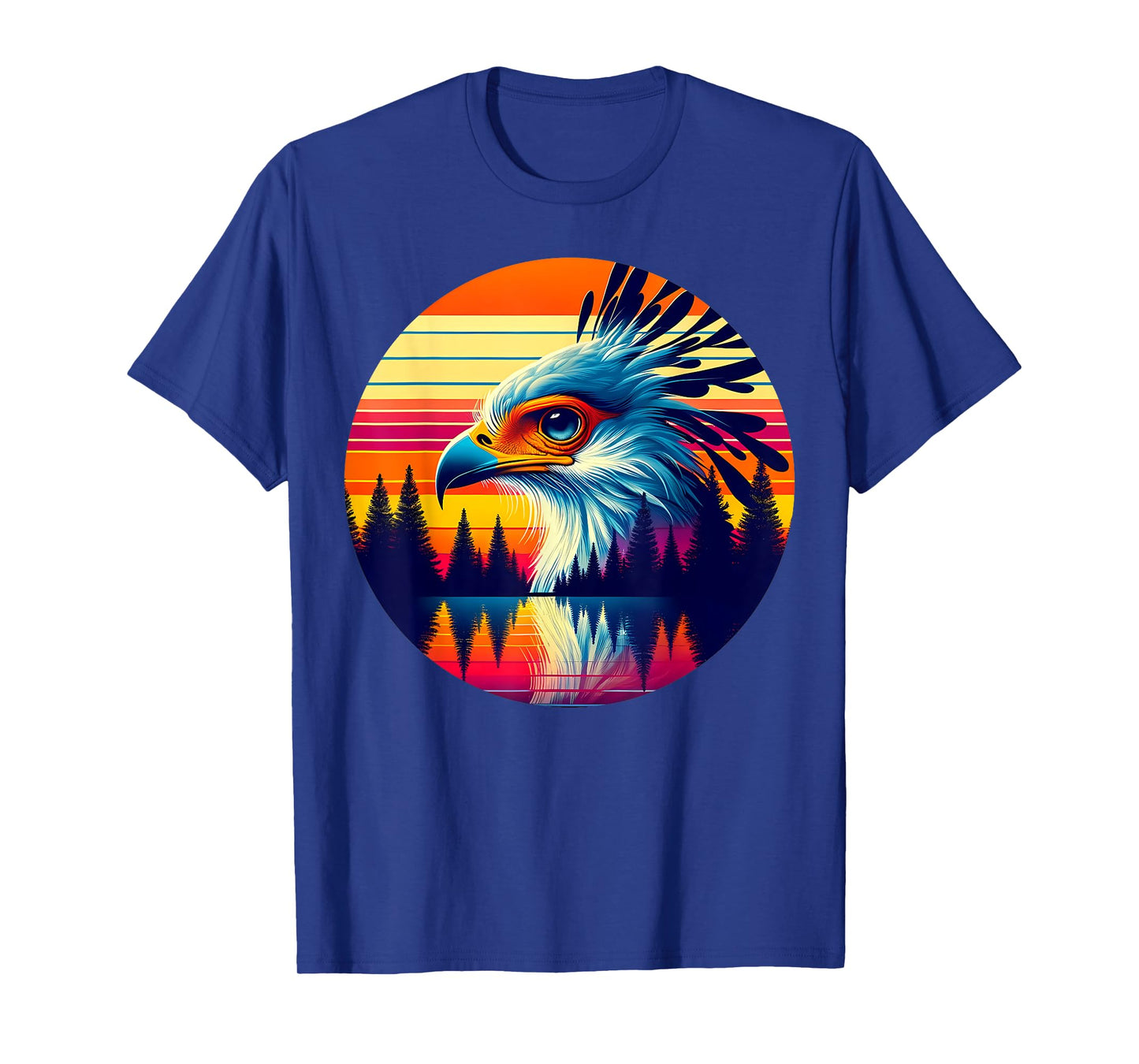 Secretary Bird Sunset Retro Style Safari Vintage 70s T-Shirt