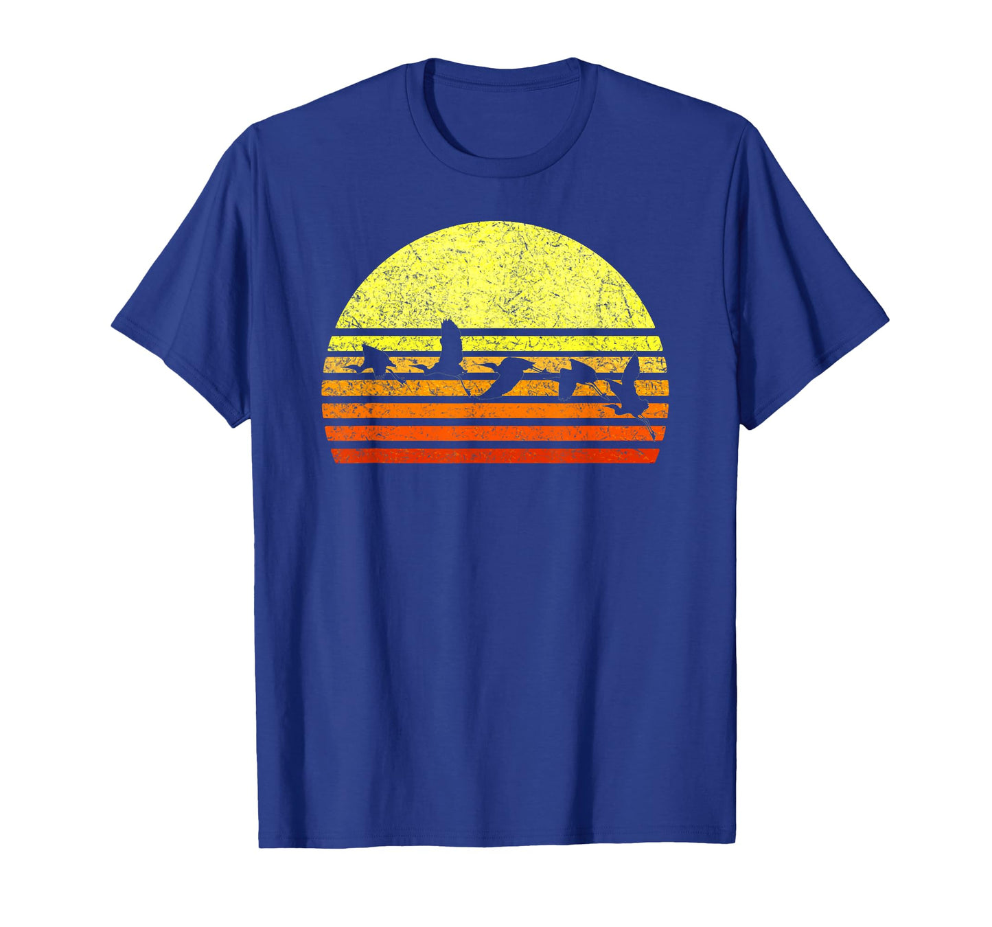 Great Blue Heron Bird Retro Sunset Vintage Distressed Sun T-Shirt