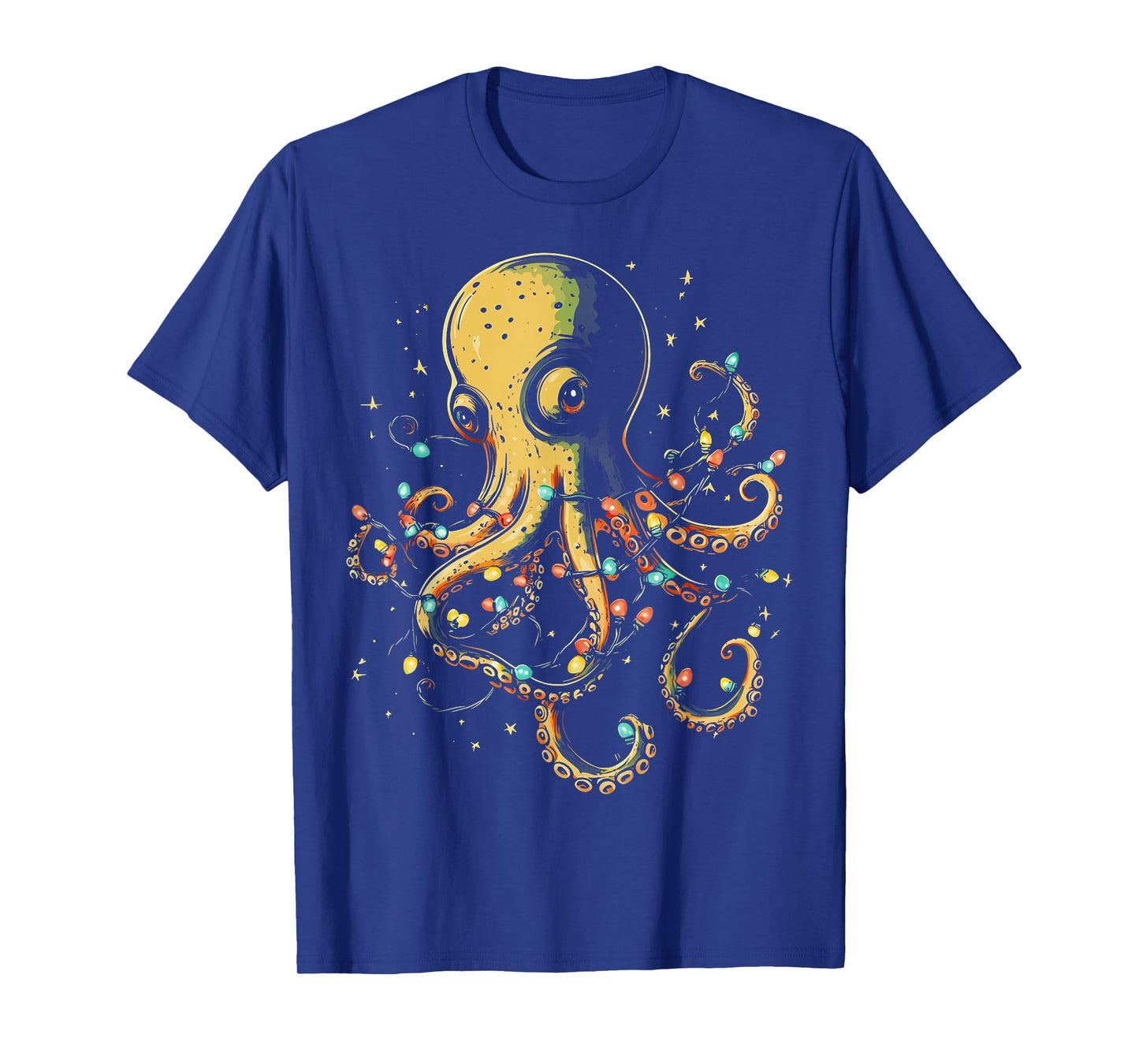 Christmas Lights Sea Octopus Marine Biology Ocean Animal T-Shirt