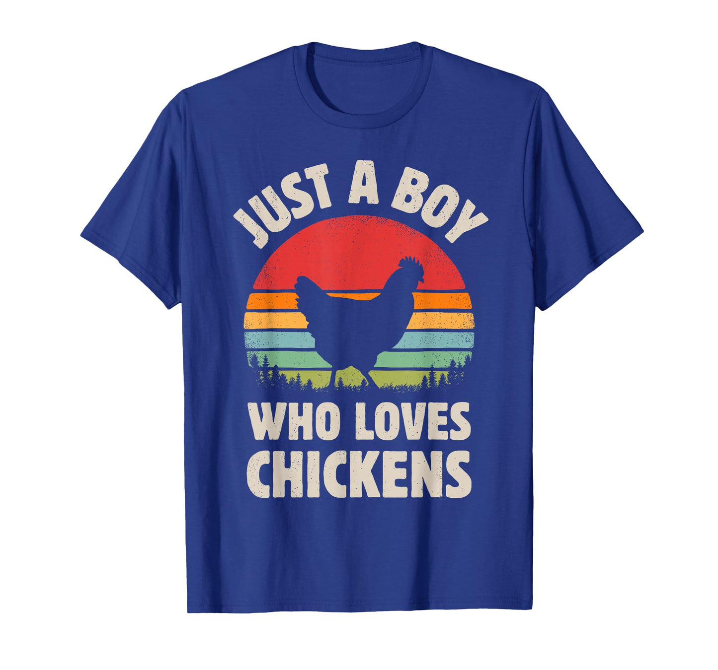 Chicken Just A Boy Who Loves Retro Farm Animal Farmer Sunset T-Shirt