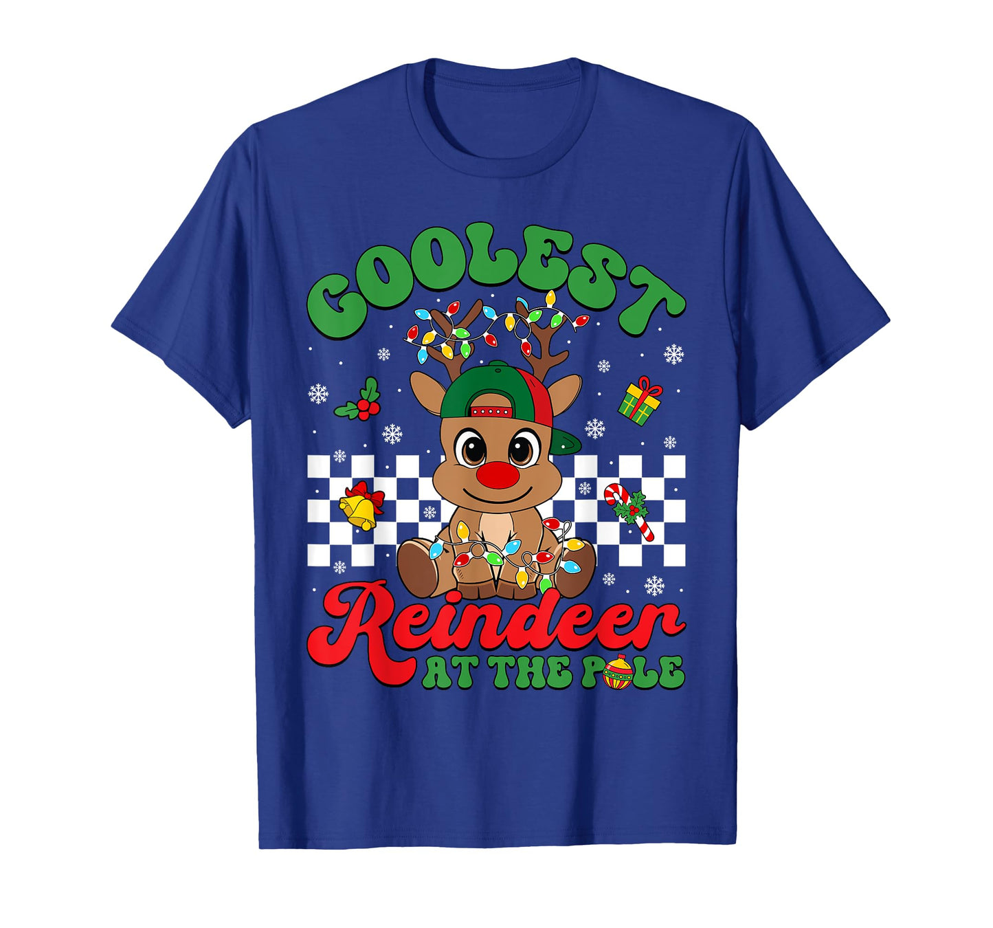 Coolest Reindeer At The Pole North Pole Christmas Boys Kids T-Shirt