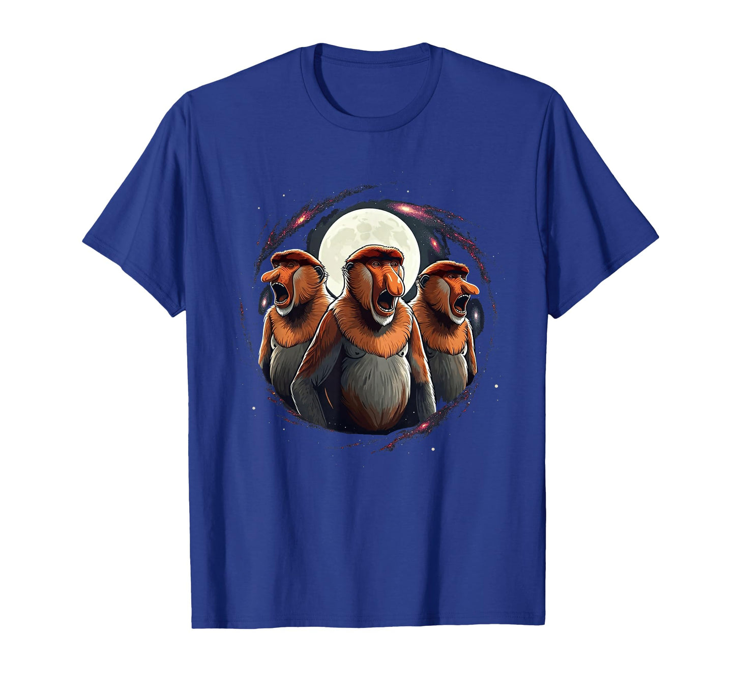 3 Proboscis Monkeys Moon Howling Funny Meme Men Women Kids T-Shirt
