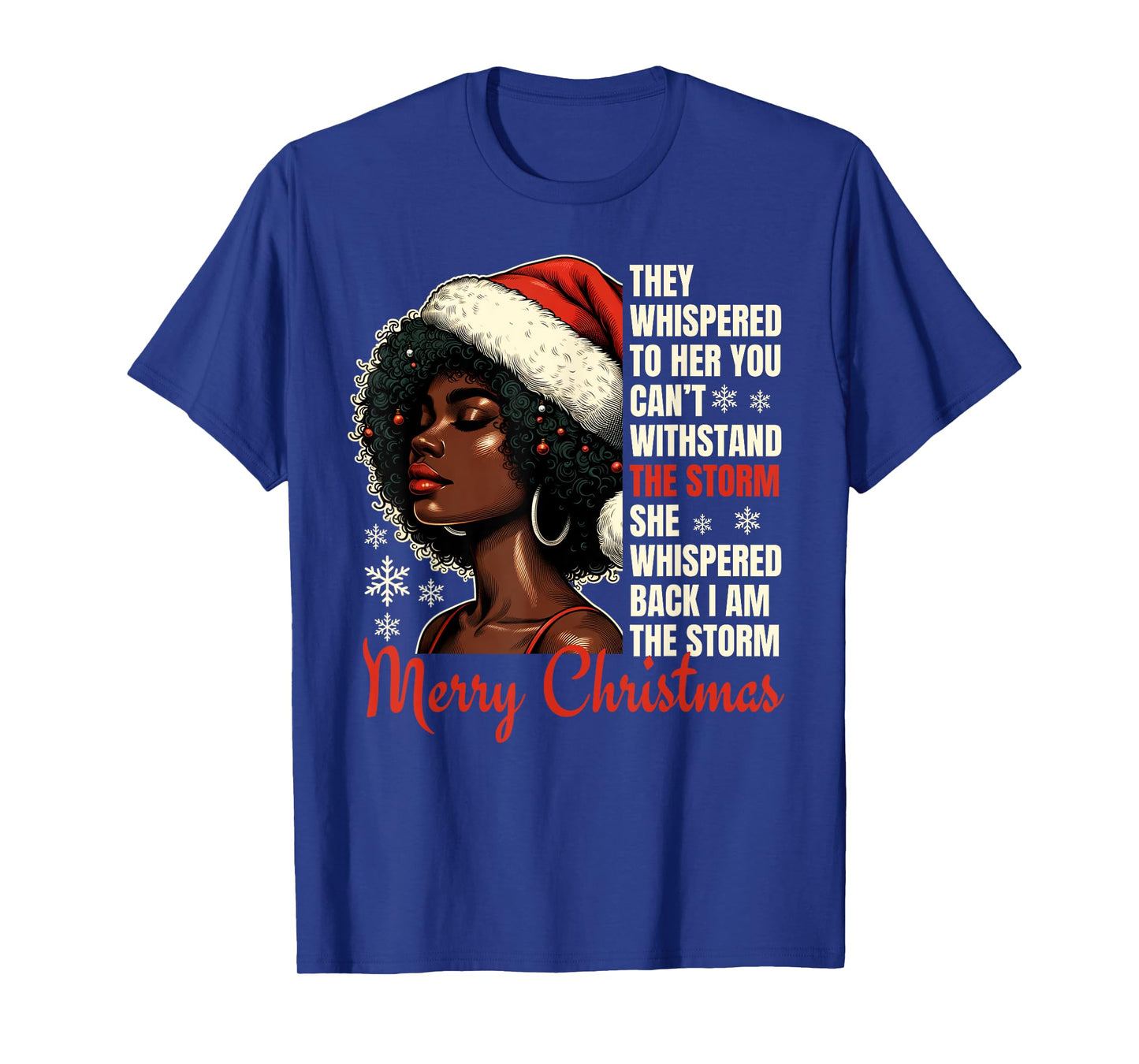Christmas African American Black Woman Xmas Women Girls T-Shirt
