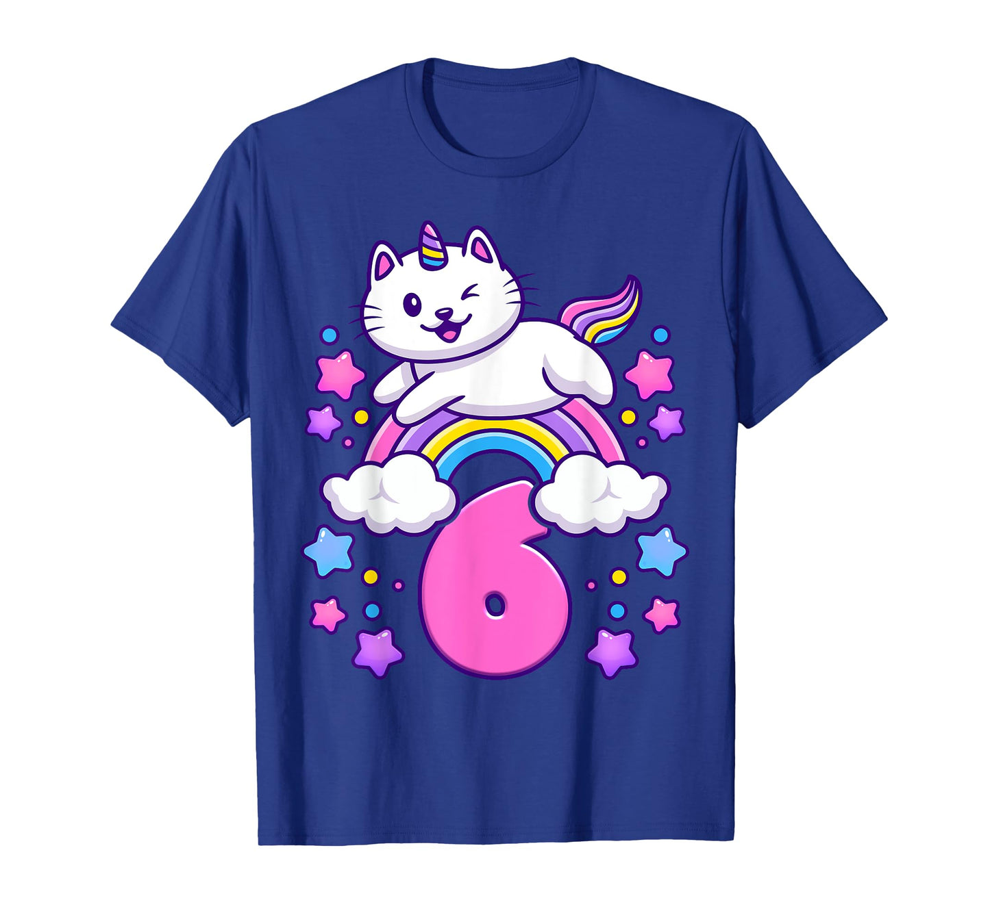 Birthday girl 6 years old, cat, unicorn, 6th birthday T-Shirt