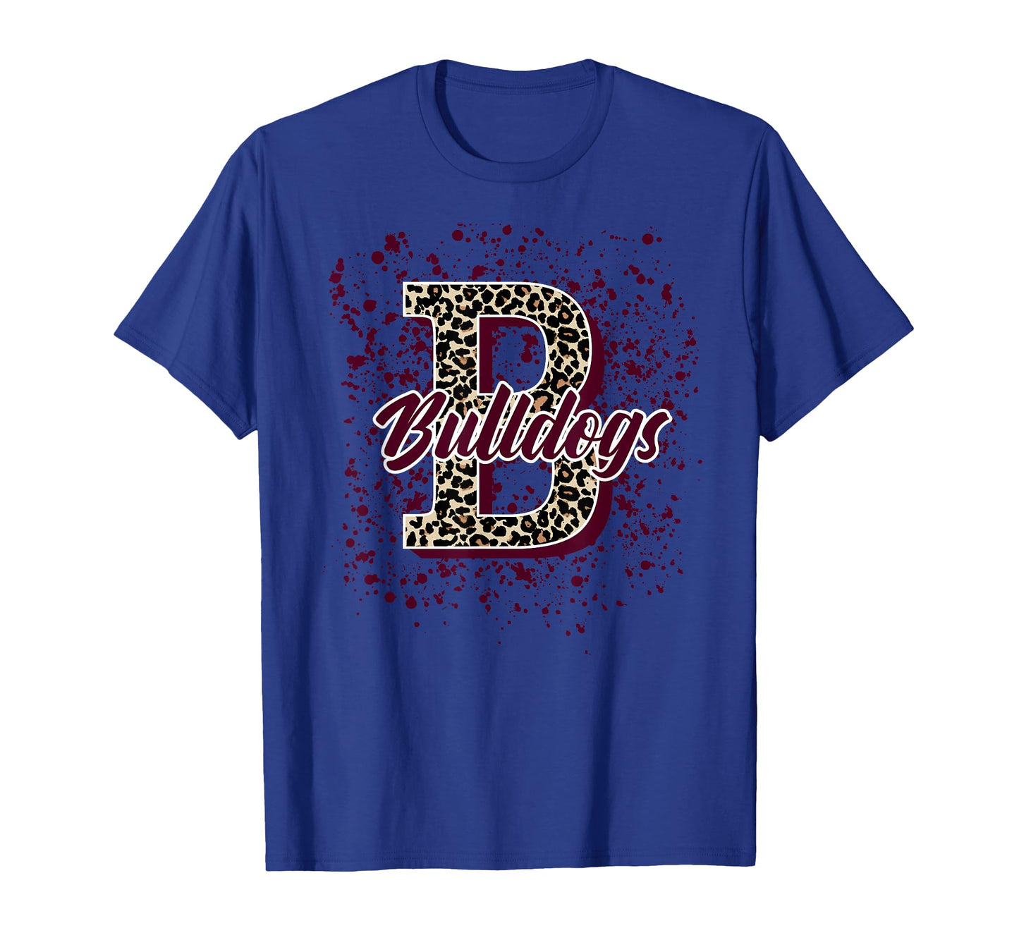 Bulldogs Splatter School Spirit Maroon Short Sleeve T-Shirt