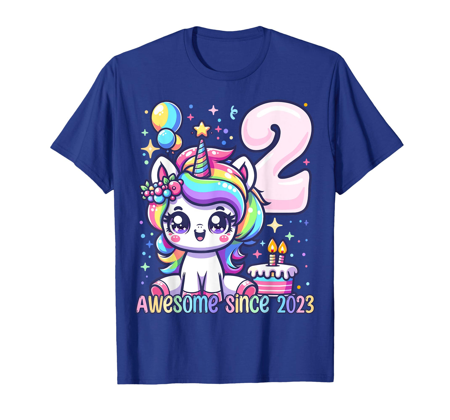 Unicorn 2nd Birthday 2 Year Old Unicorn Party Girls Outfit T-Shirt