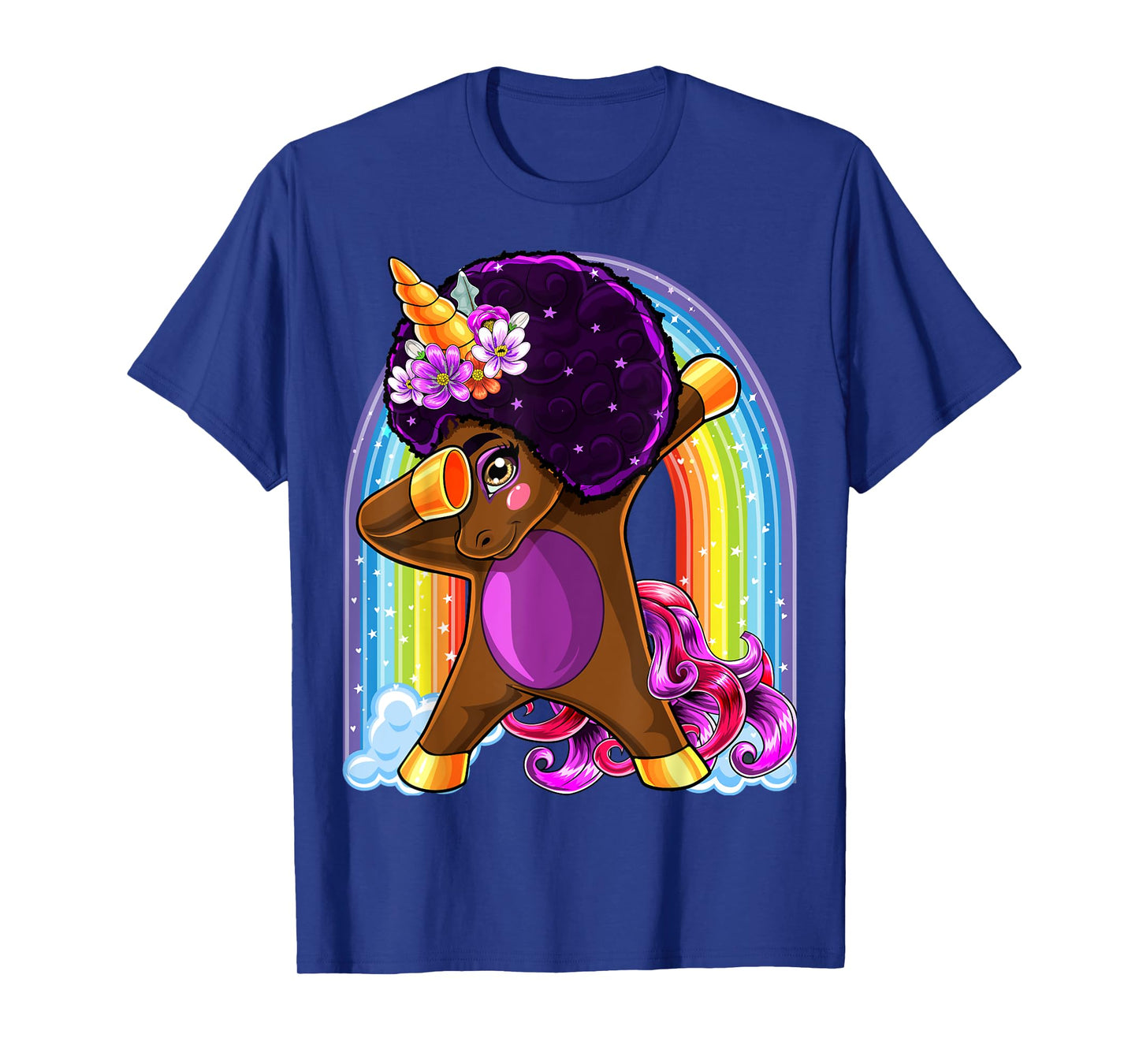 Dabbing Unicorn Afro Natural Hair African American Shirt T-Shirt