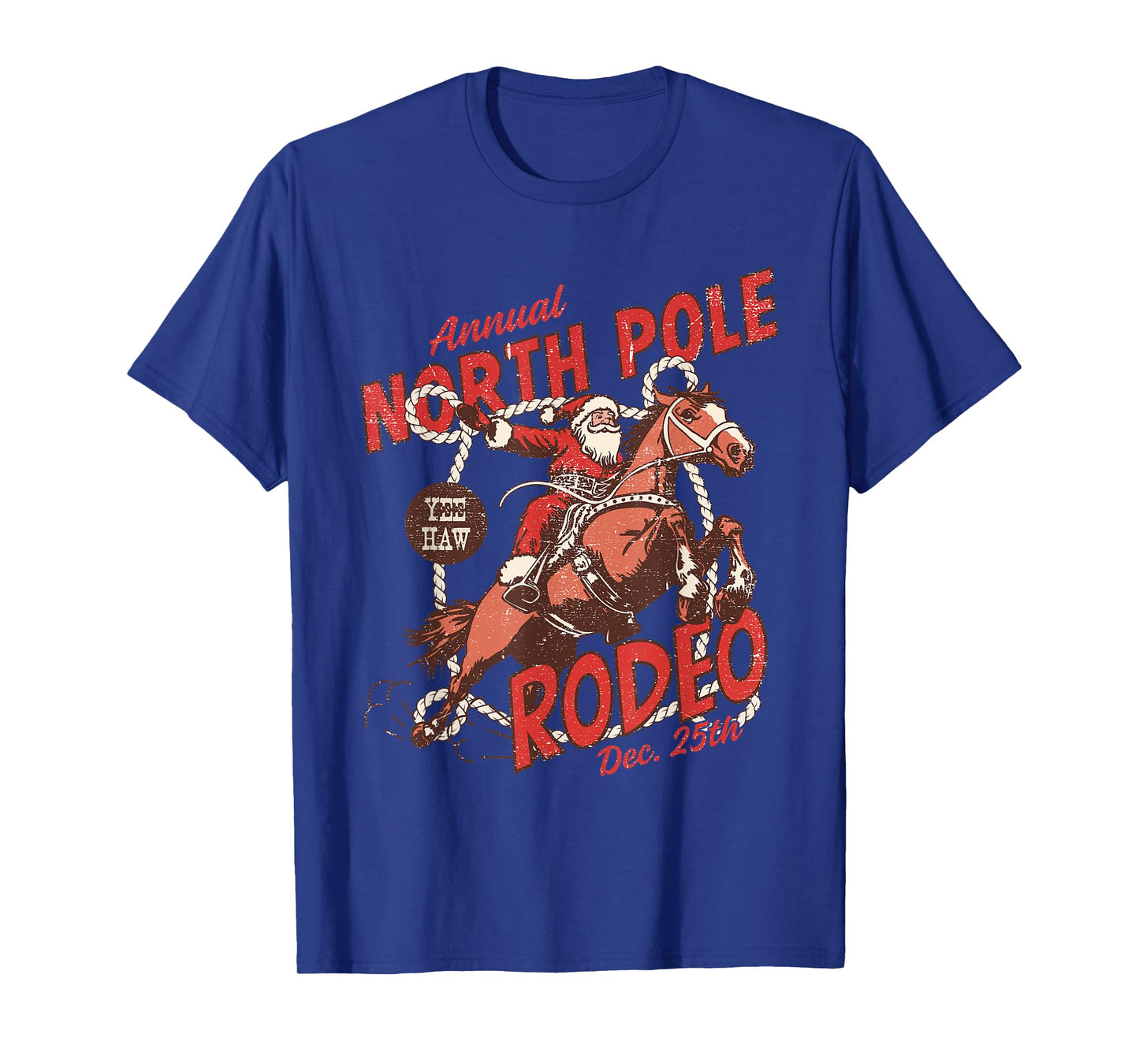 North Pole Rodeo Tee Cowboy Santa Horseback Santa Claus T-Shirt