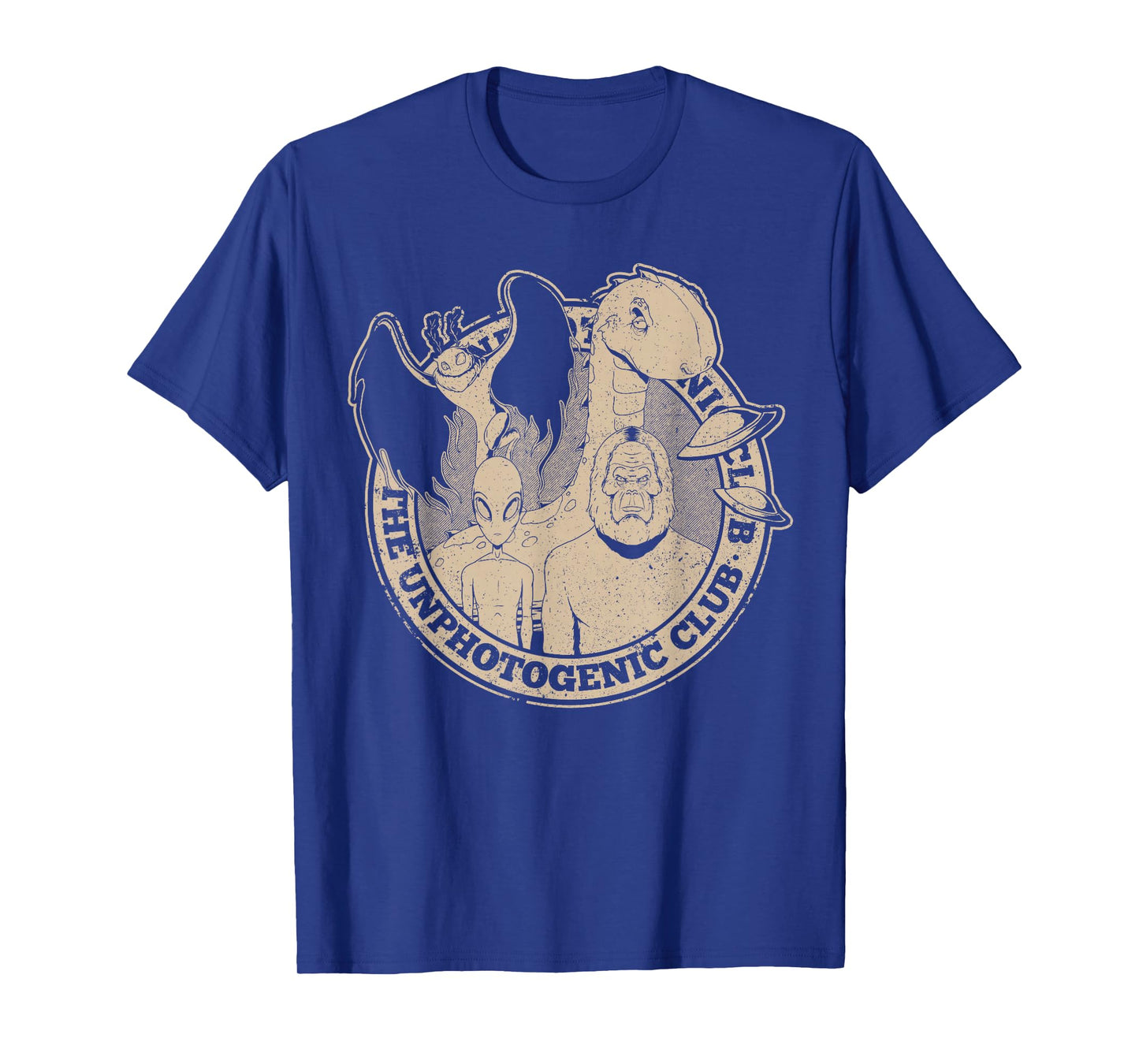Unphotogenic Club Cryptid Alien Bigfoot Mothman Loch Ness T-Shirt
