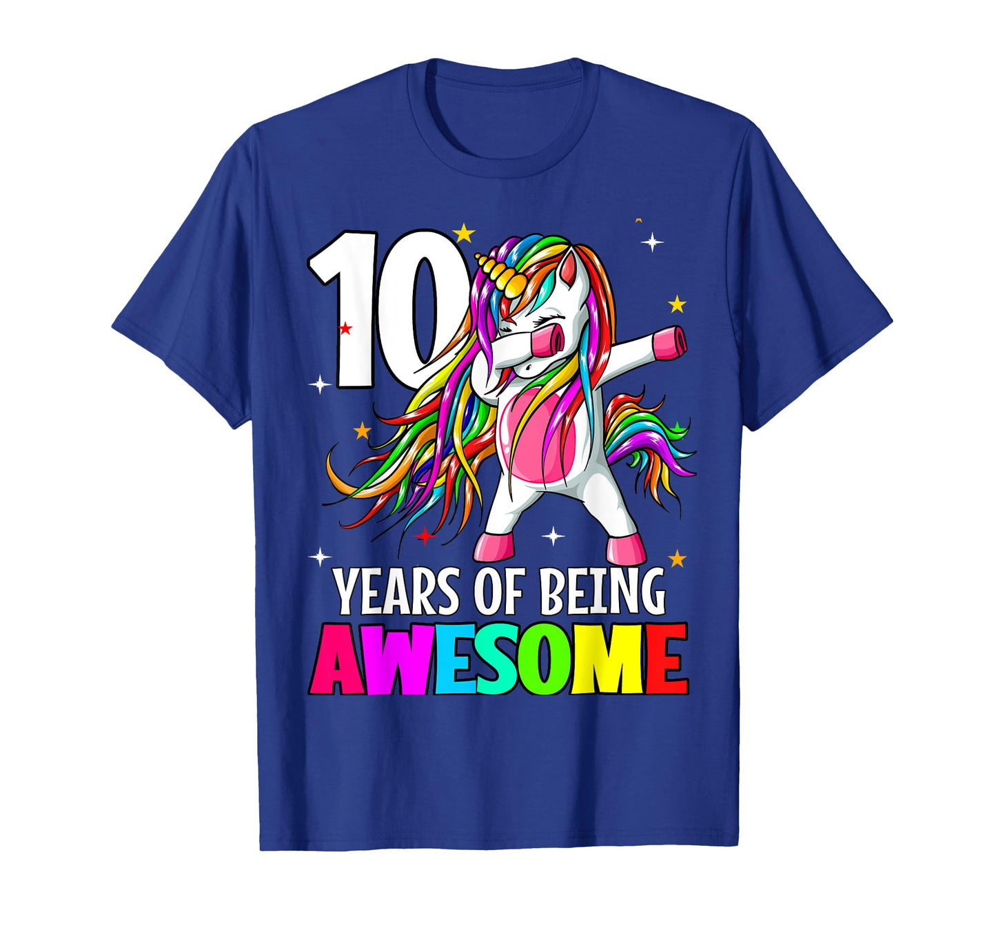 10th Birthday Dabbing Unicorn Party Gift 10 Years Old Girls T-Shirt