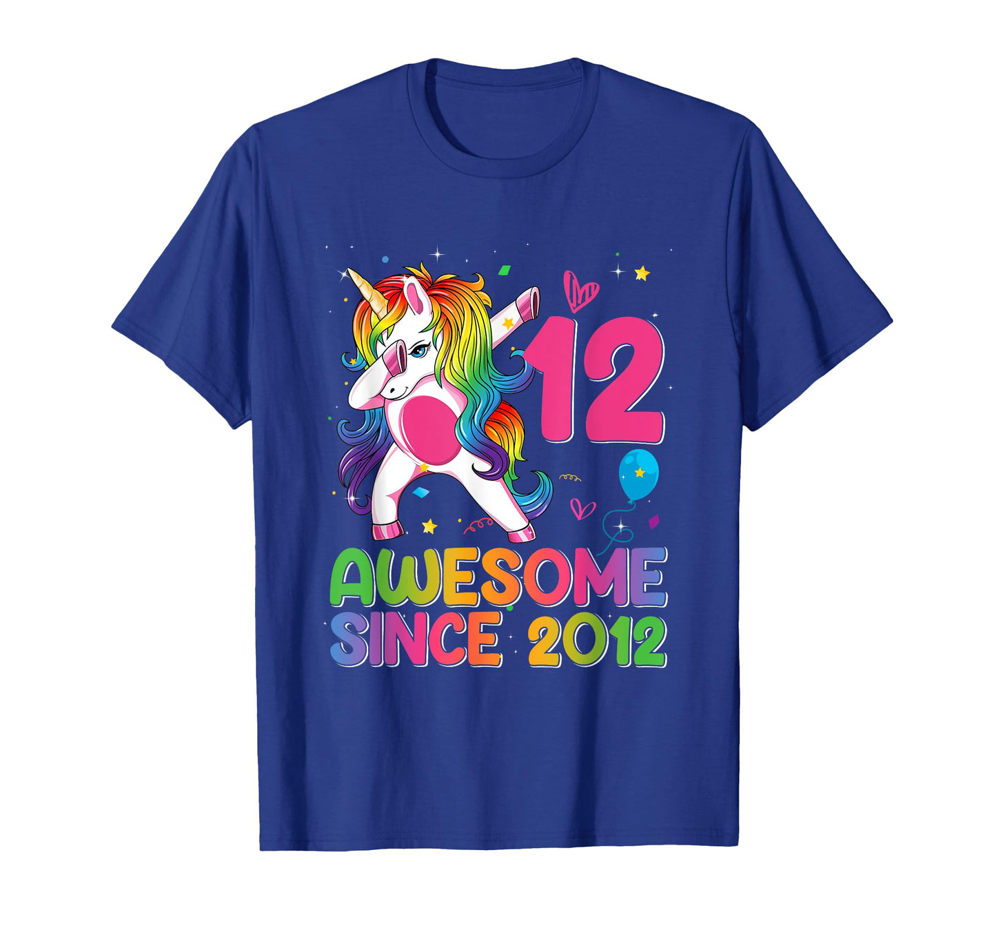 12 Years Old Awesome Since 2012 12th Birthday Unicorn Girls T-Shirt