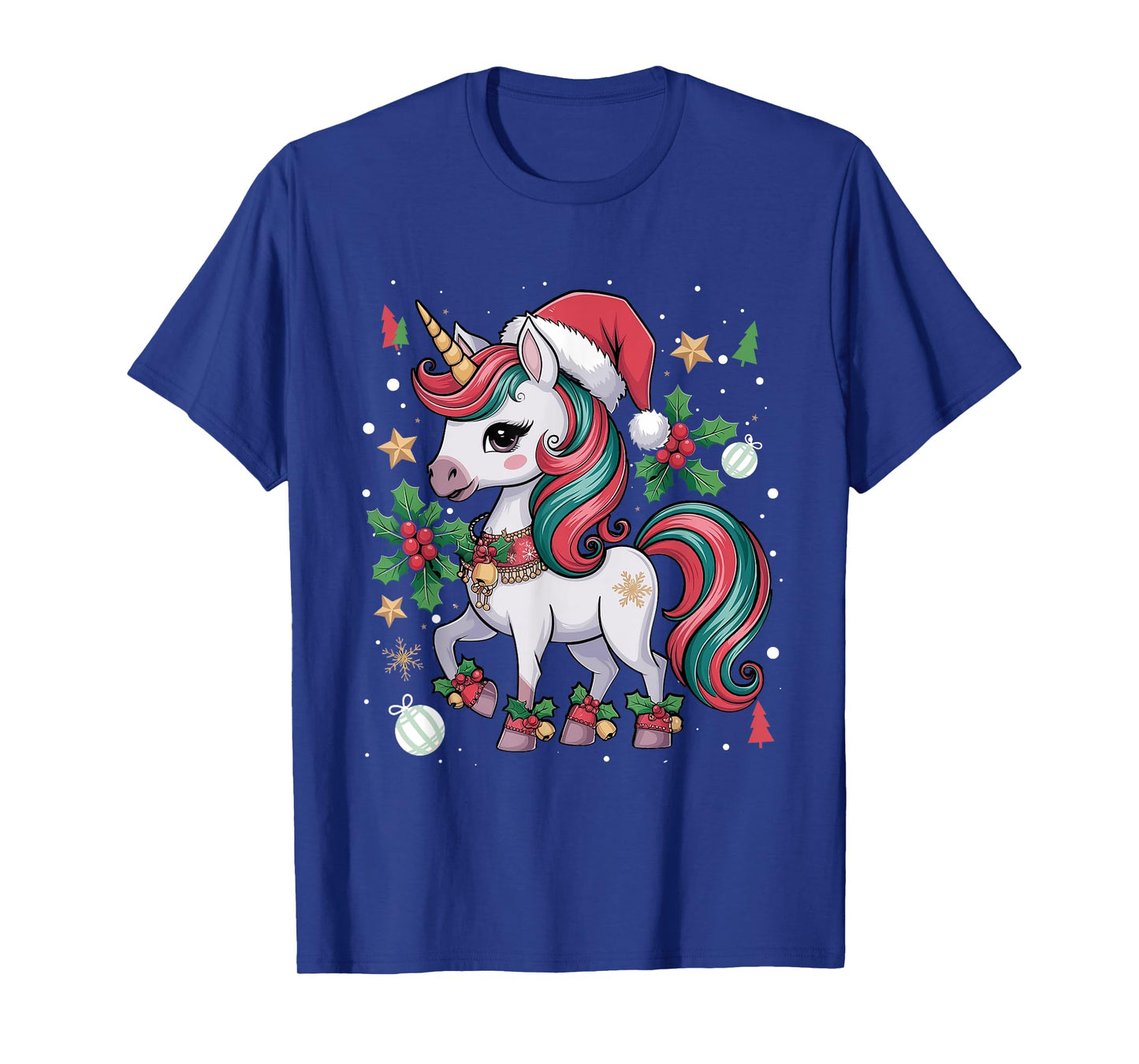 Merry Christmas Unicorn Girls Kid Toddler Xmas Unicorn Santa T-Shirt