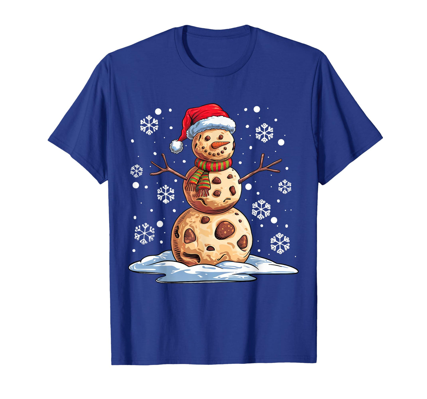 Chocolate Chip Cookies Snowman Santa Hat Christmas Funny T-Shirt