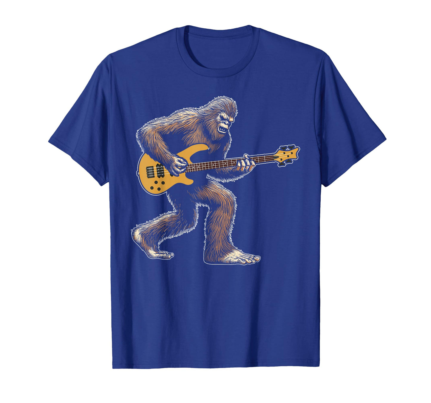 Bigfoot playing bass guitar for men women funny guitarist T-Shirt