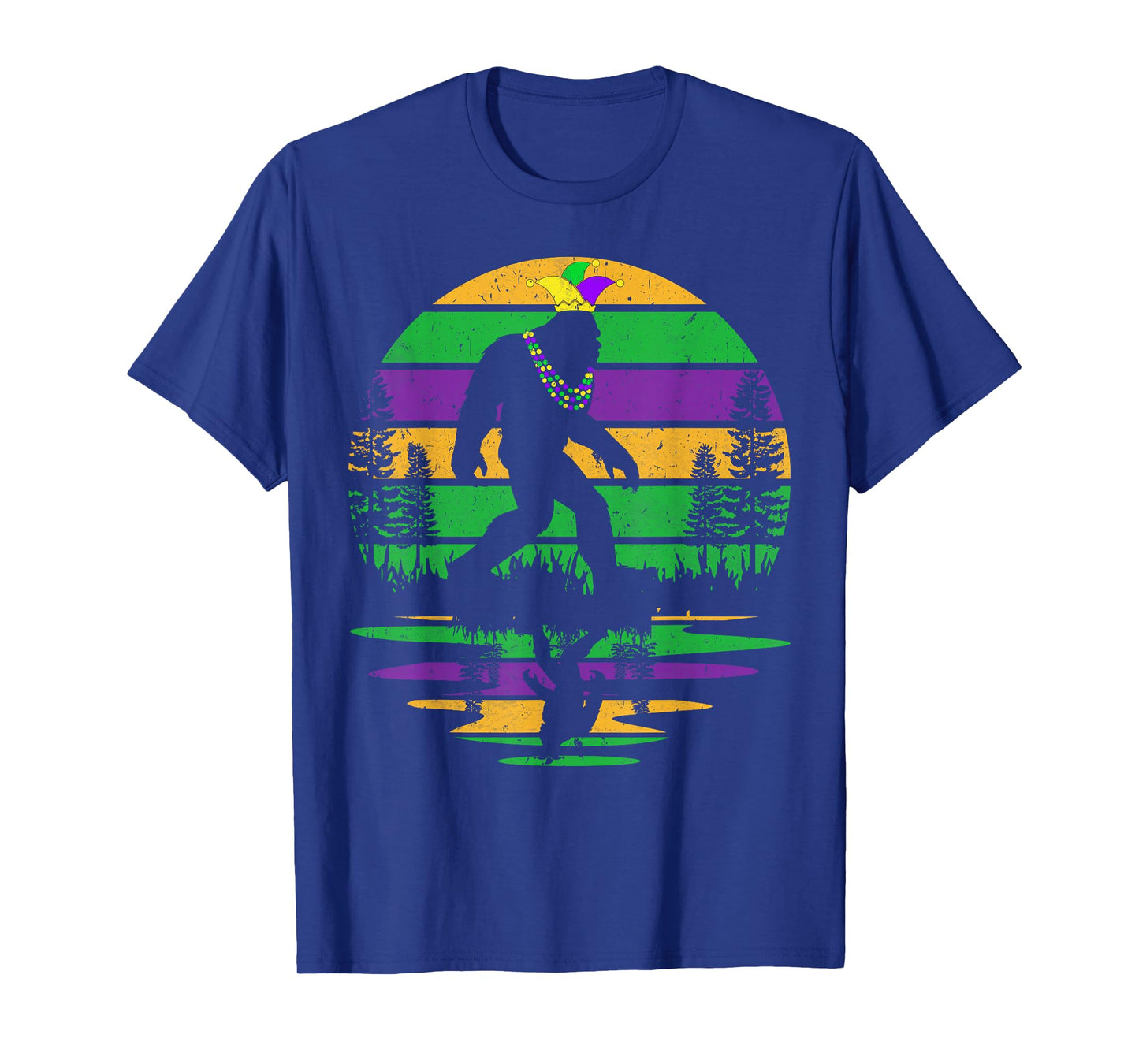 funny Mardi Gras Bigfoot boys mens kids mardi gras Sasquatch T-Shirt