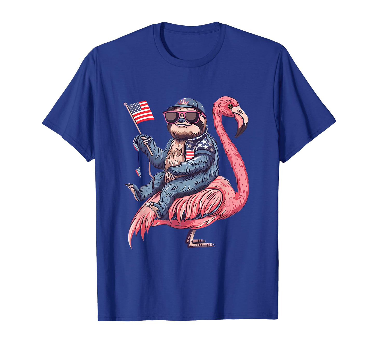 4th Of July Sloth Flamingo American Flag USA Fourth Of July T-Shirt