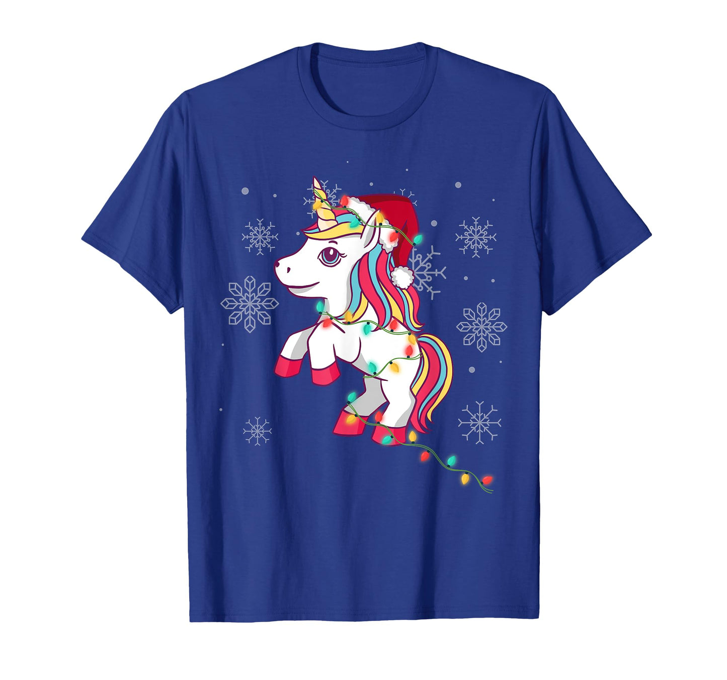 Cute Unicorn Christmas Lights for Girls and Women Christmas T-Shirt