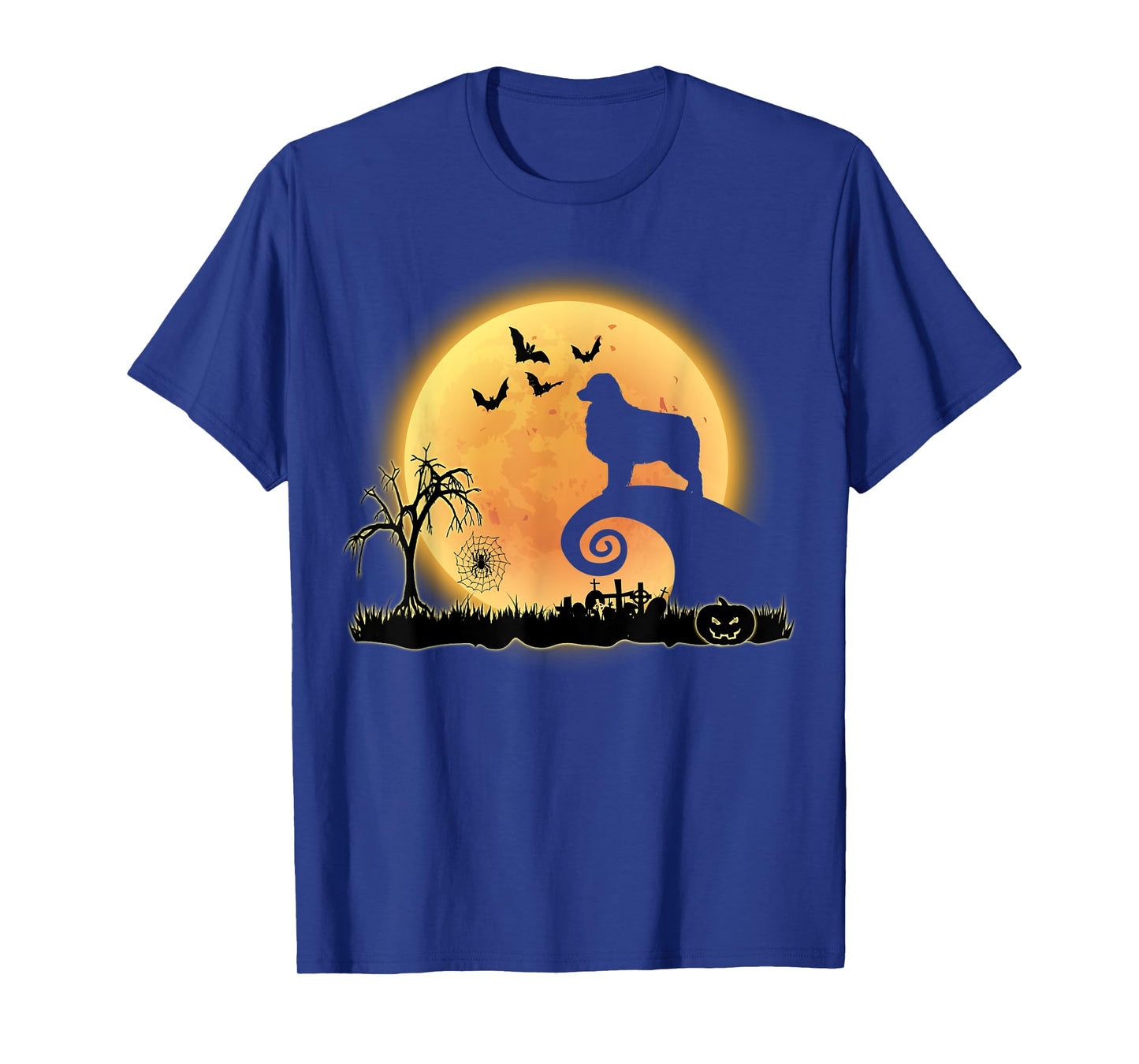 Australian Shepherd Dog And Moon Funny Halloween Costume Men Women Kids T-Shirt