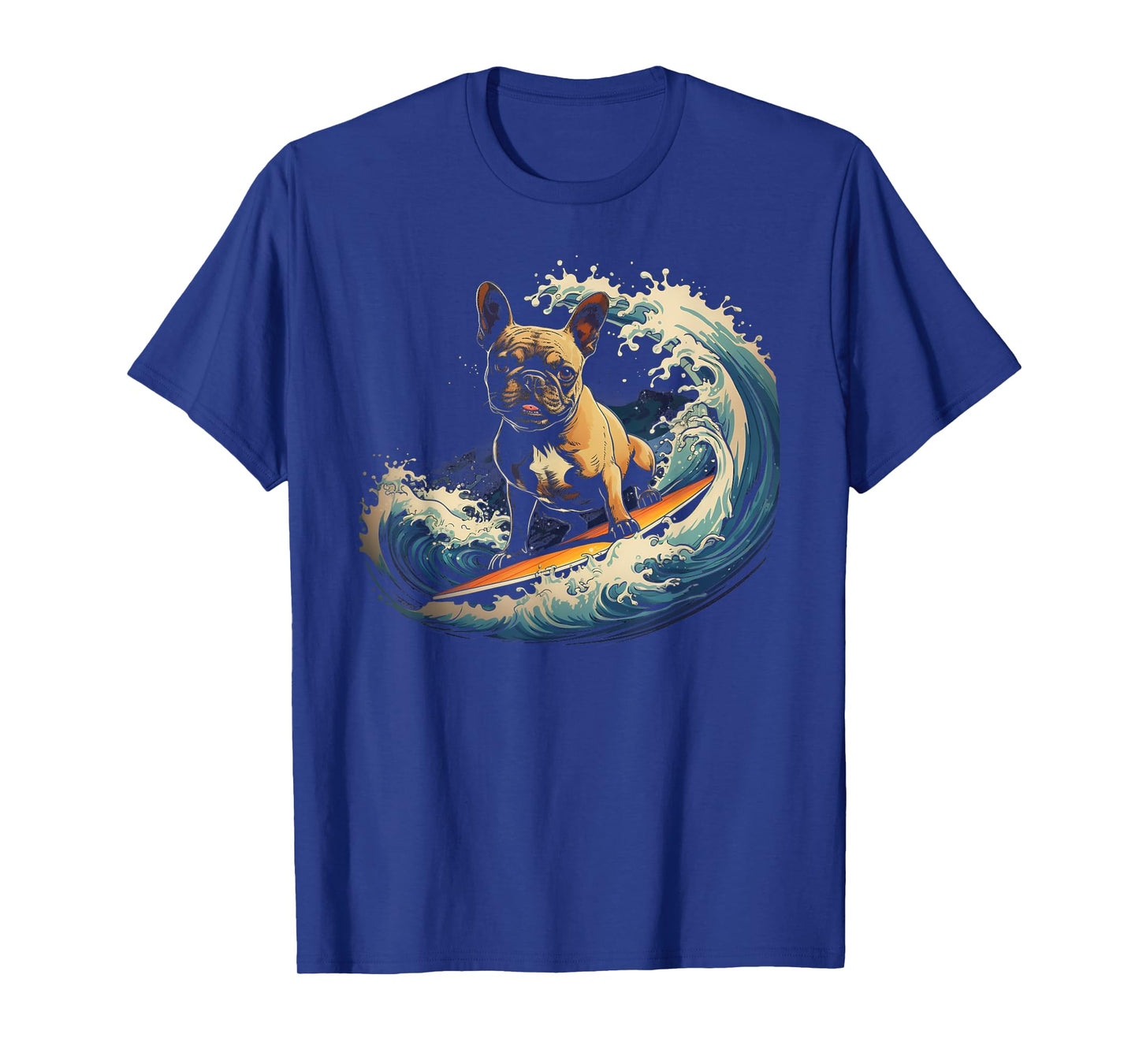 French Bulldog Surfing Funny T-Shirt for Men Women Kids