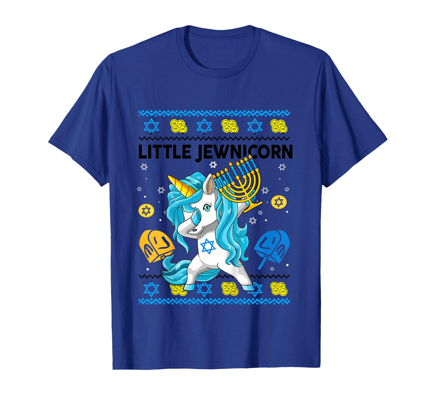 Ugly Hanukkah Sweater Jewnicorn Unicorn Funny Toddler Girl T-Shirt