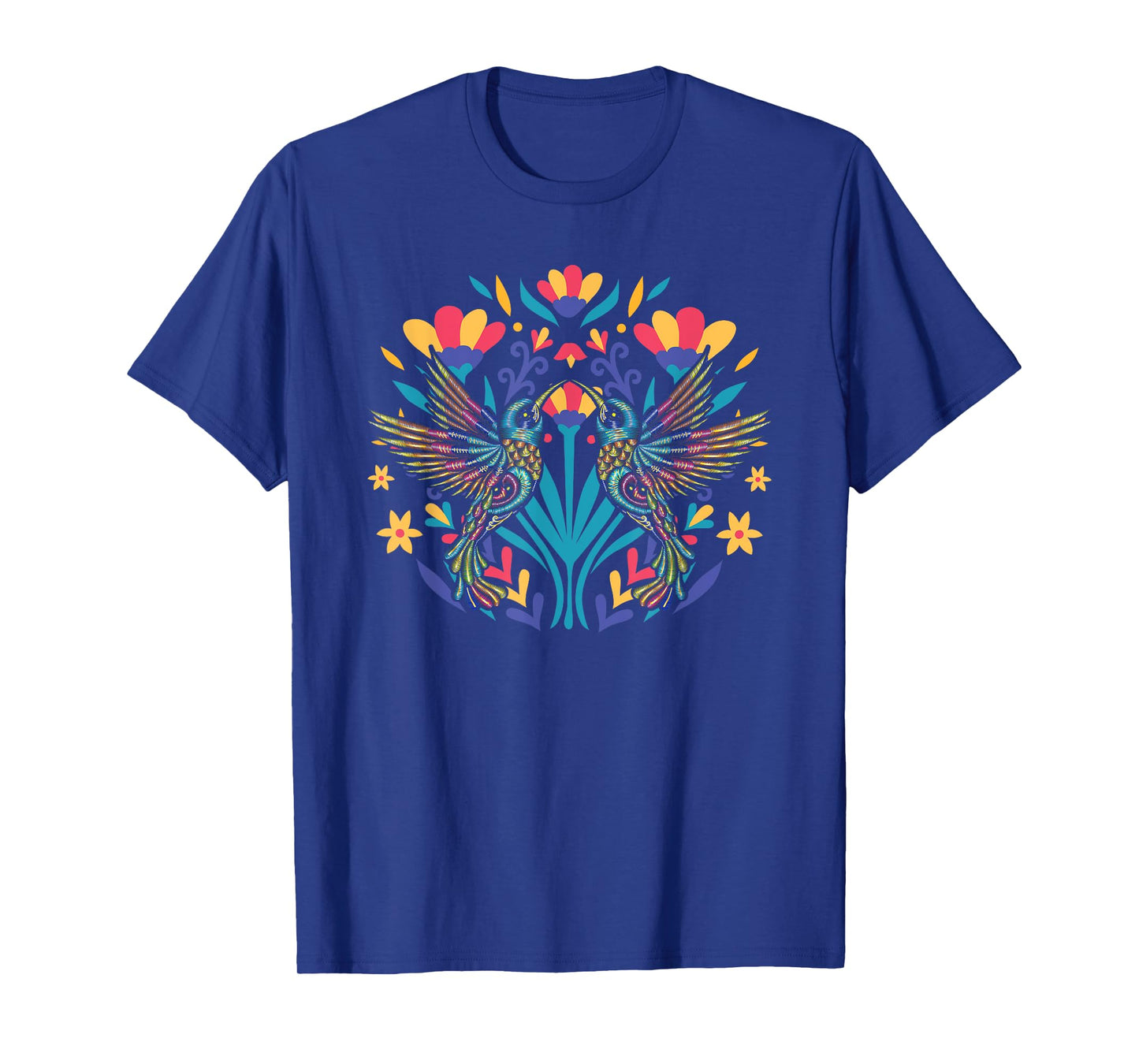 Floral Bird Otomi Mexican Embroidery Style Mexicano Mexicana T-Shirt