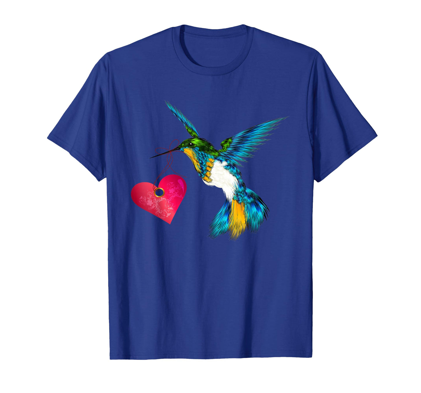 Cute Hummingbird With Heart Bird Lover Design Art Gift T-Shirt
