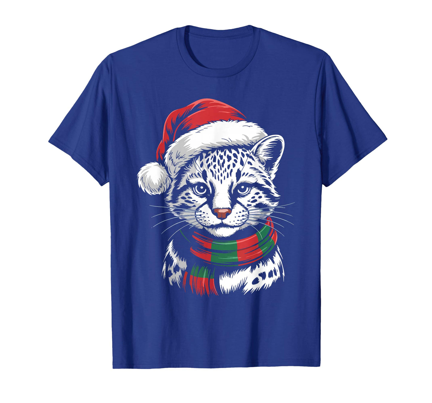 Ocelot Xmas Santa Hat Scarf Christmas Costume T-Shirt