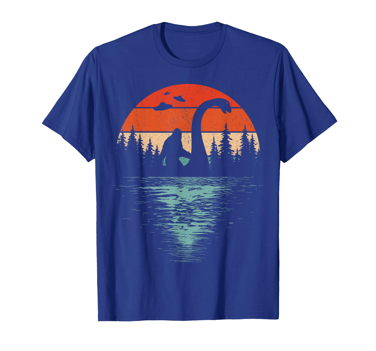 Bigfoot Riding Loch Ness Monster 80s Funny Sasquatch Nessie T-Shirt
