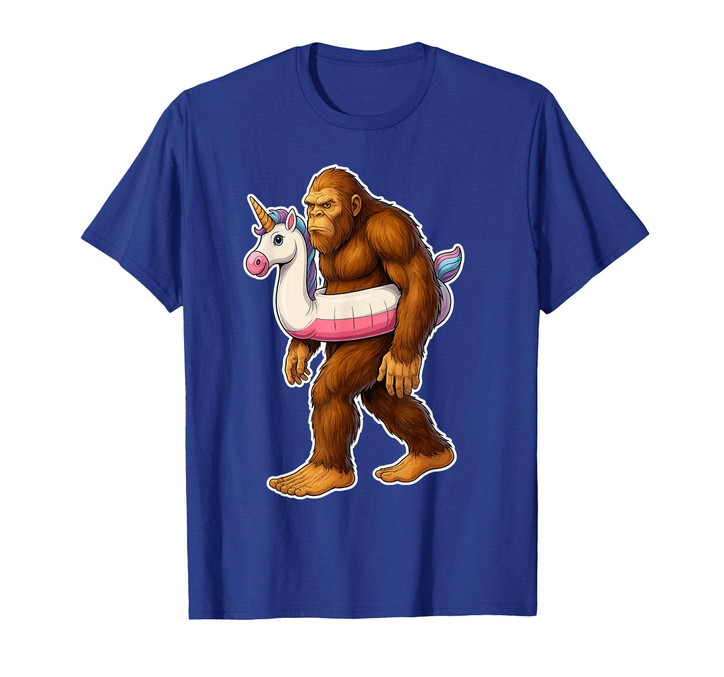 Funny Bigfoot with Unicorn Float for Boys Kids Women Men T-Shirt