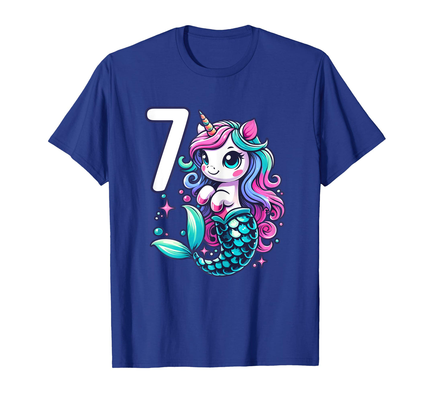 Unicorn Mermaid 7th Birthday 7 Year Old Party Girls Outfit T-Shirt