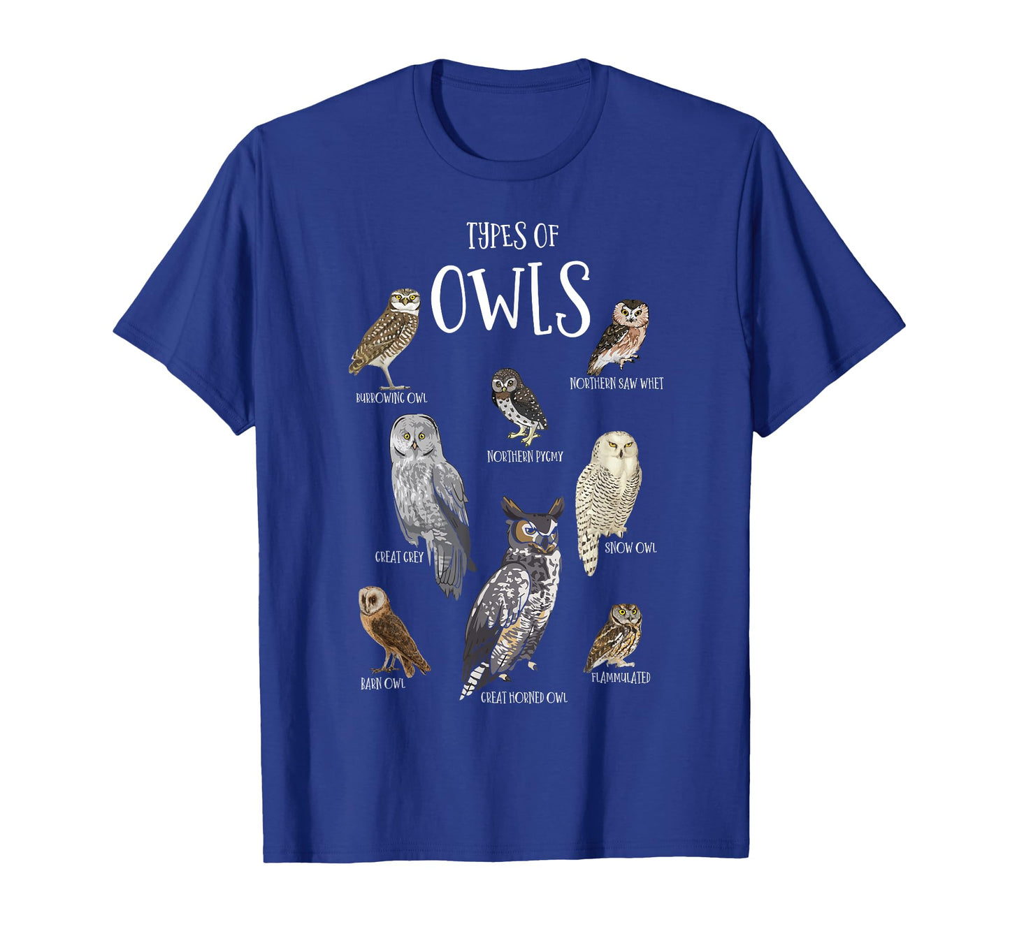 Types of Owls Shirt Educational Cute Owl Lover T-Shirt