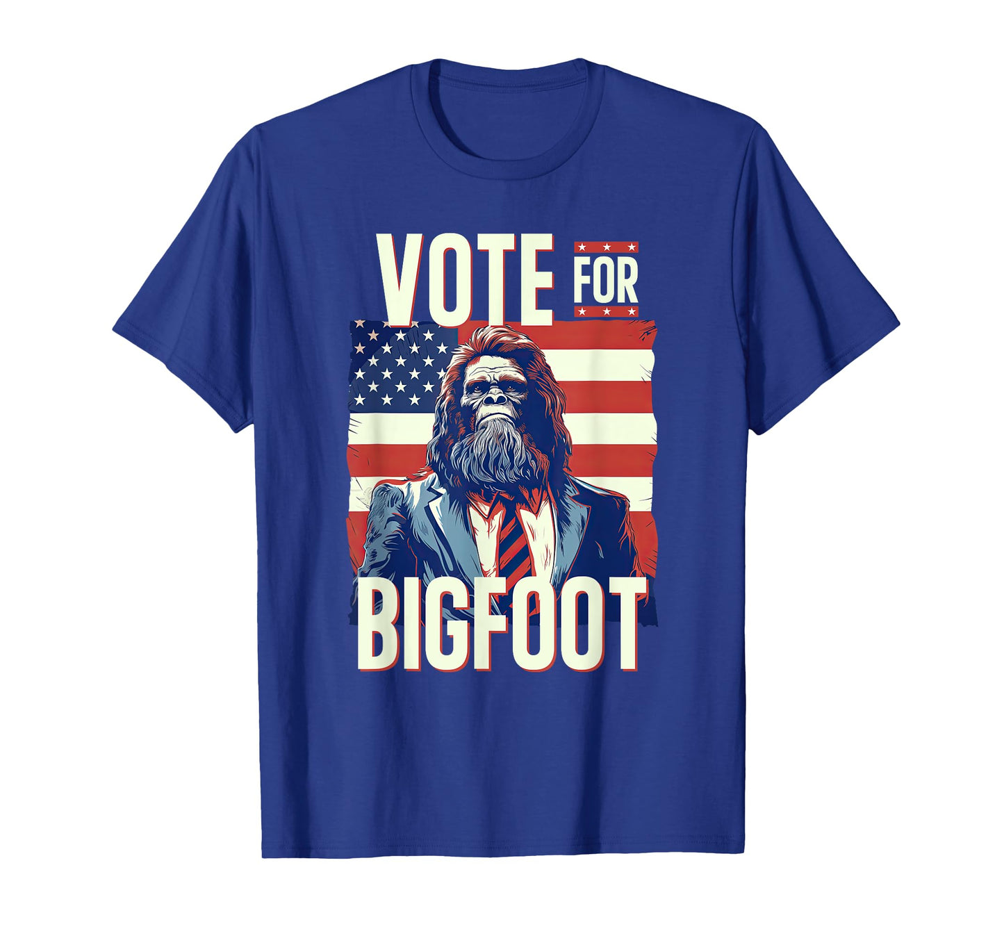 Bigfoot for President Election Vote Sasquatch USA Flag 2024 T-Shirt