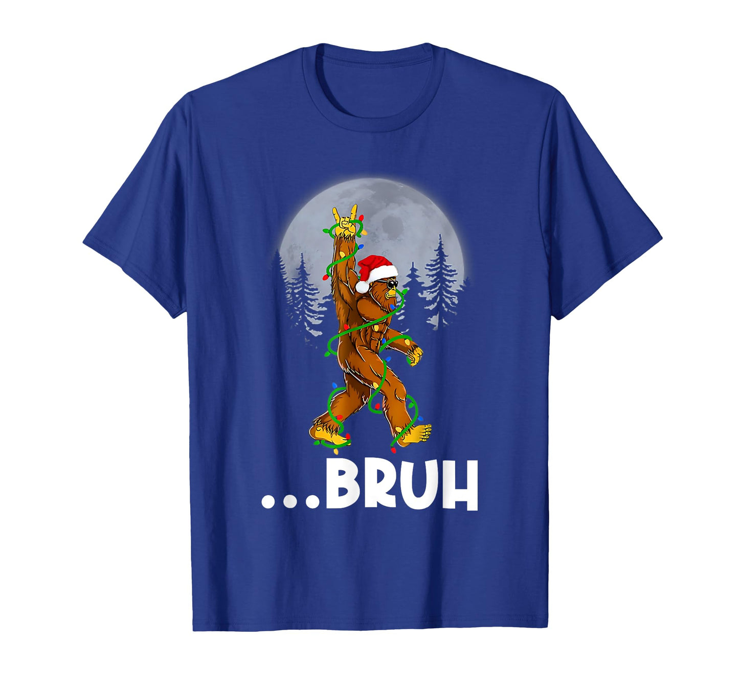 Bruh Bigfoot Christmas Shirt Christmas Tree Xmas Sasquatch T-Shirt